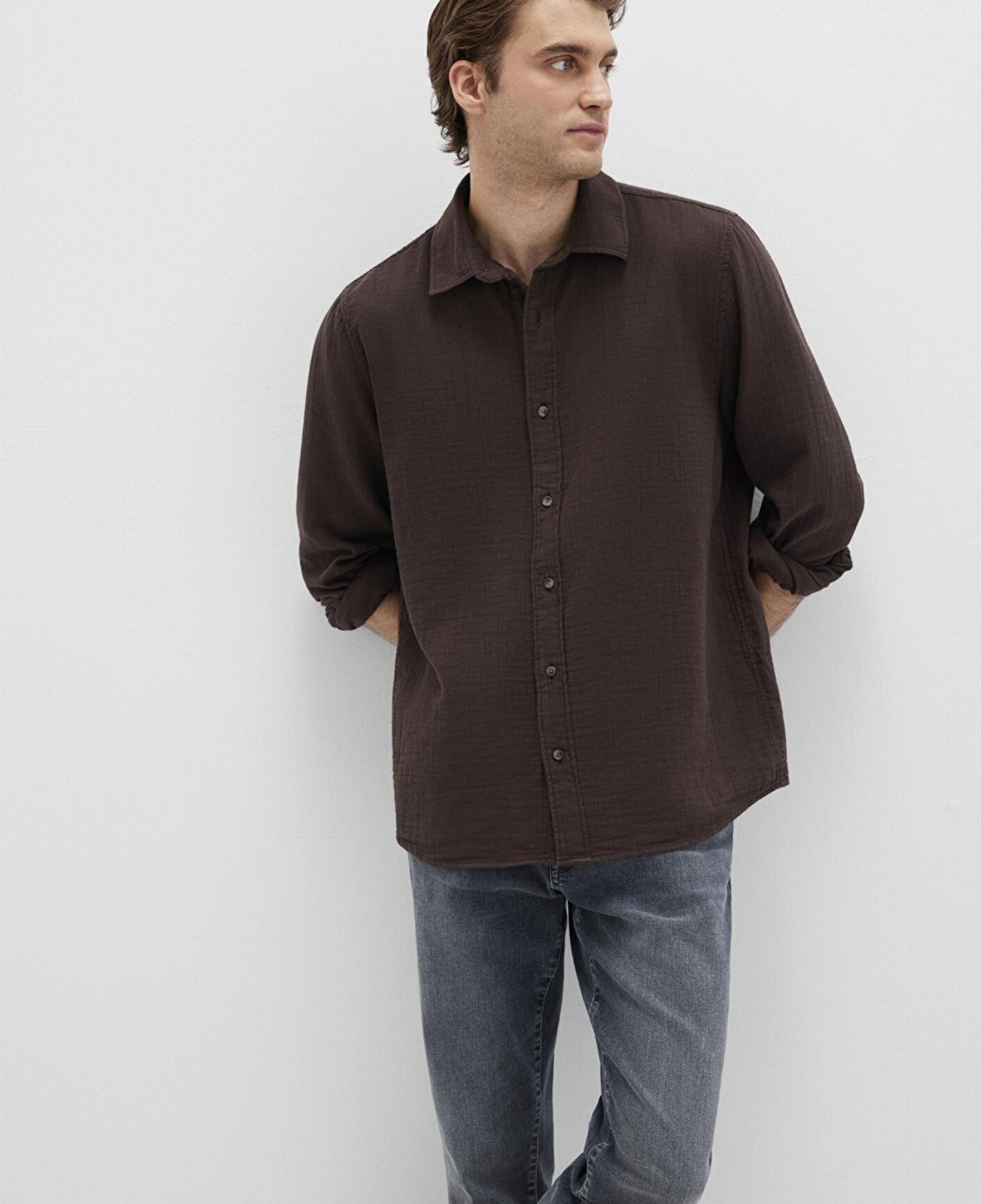 Mavi Kahverengi Gömlek Regular Fit / Normal Kesim 0211518-87537