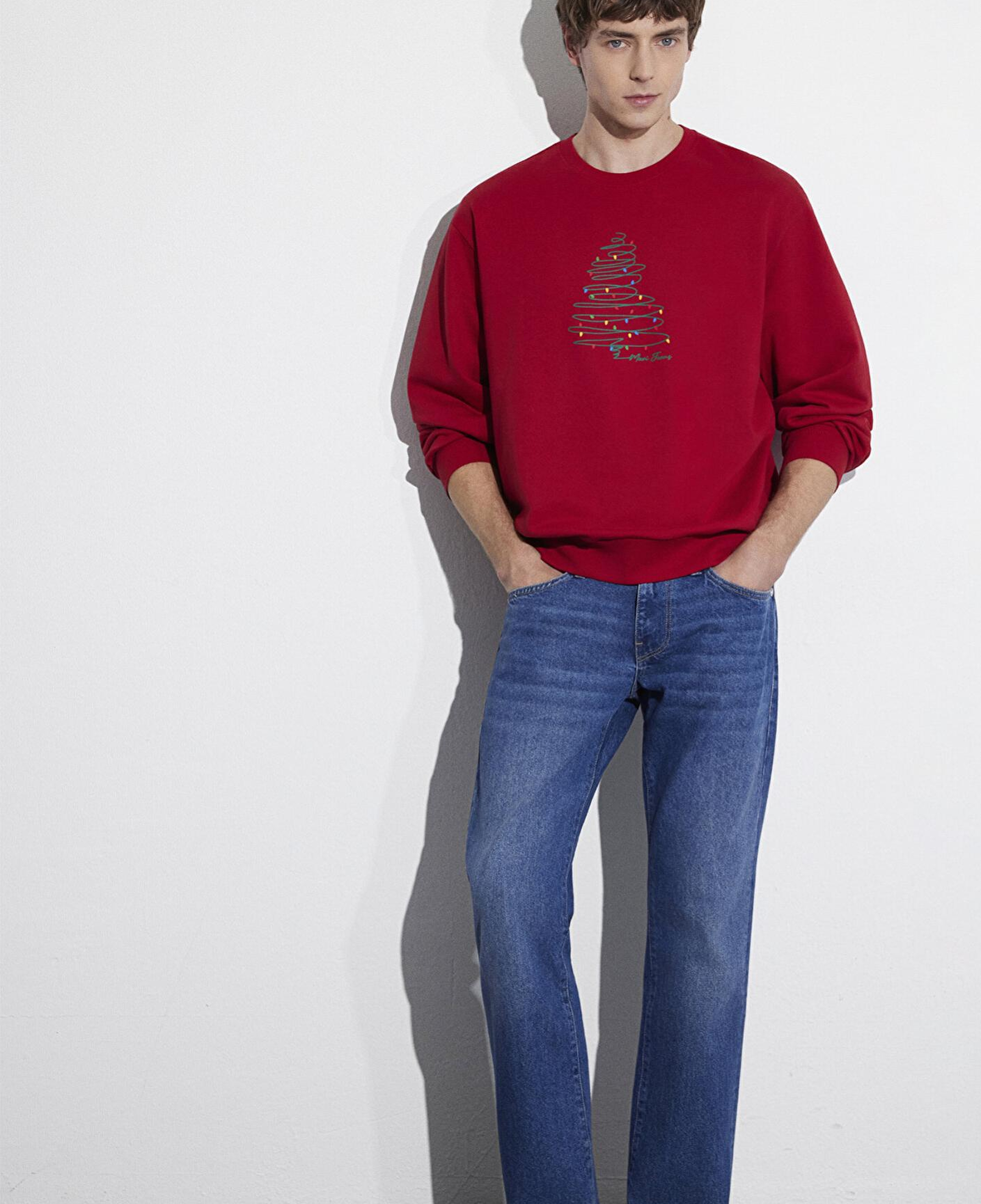 Mavi Yılbaşı Temalı Kırmızı Sweatshirt 0S10552-70390