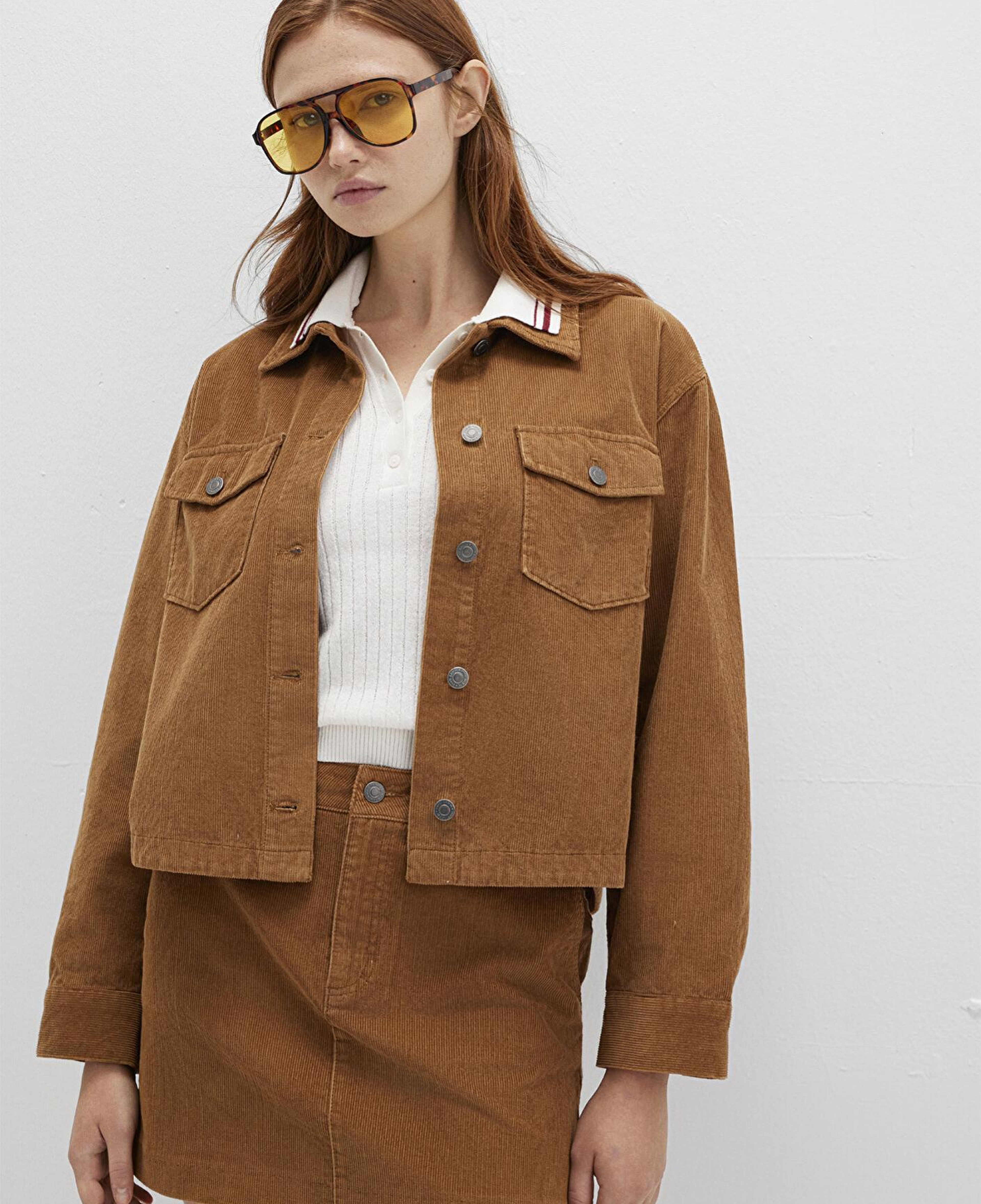 Mavi Kahverengi Kadife Gömlek Loose Fit / Bol Rahat Kesim 1211405-91393