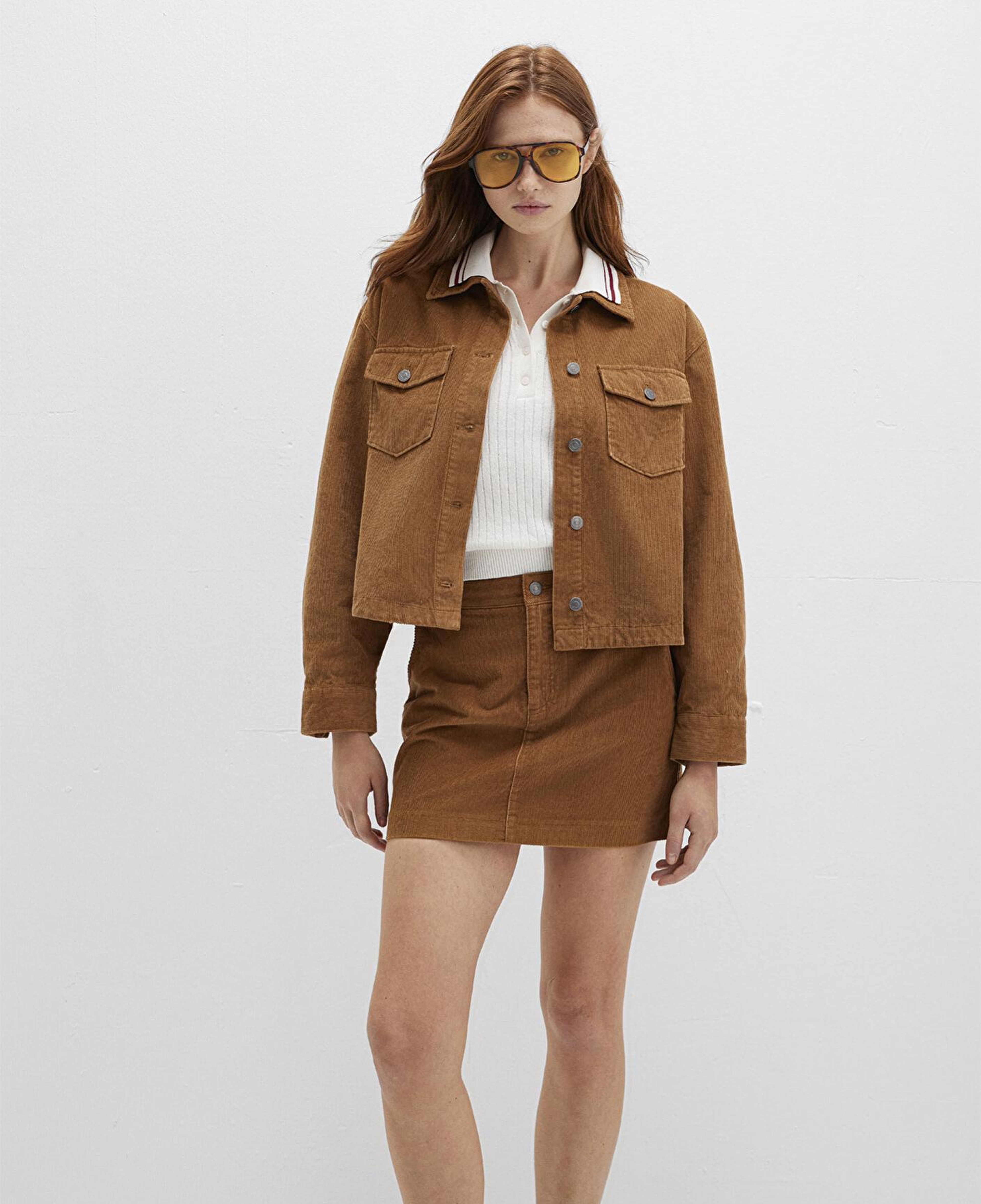 Mavi Kahverengi Kadife Gömlek Loose Fit / Bol Rahat Kesim 1211405-91393