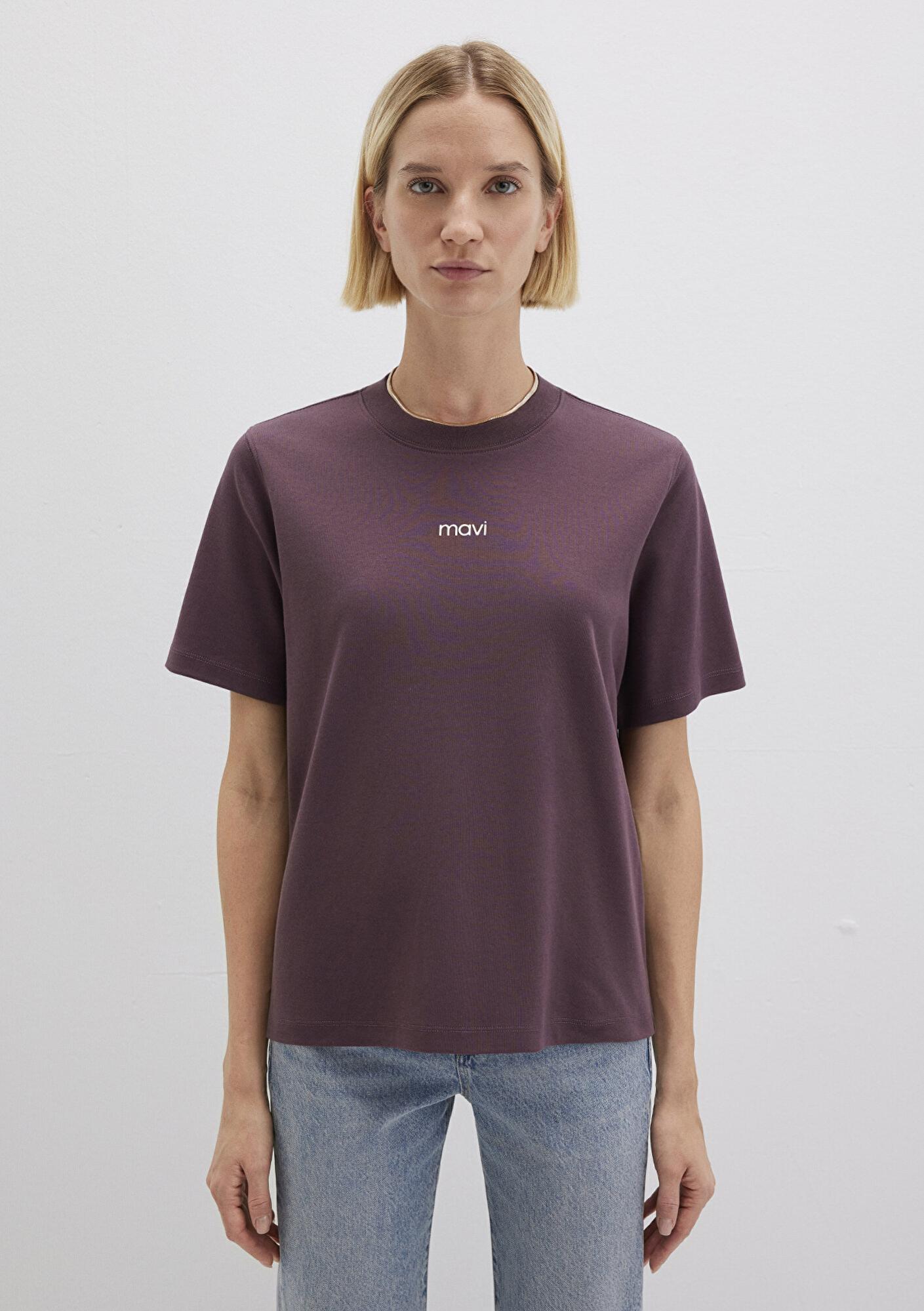 Mavi Mavi Logo Baskılı İnterlok Mor Tişört Regular Fit / Normal Kesim 1612829-70260