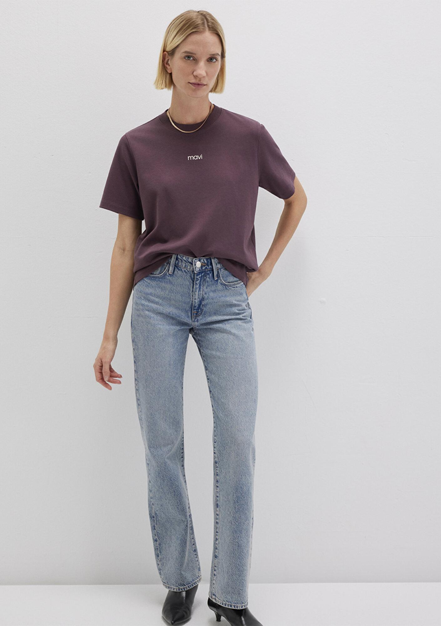 Mavi Mavi Logo Baskılı İnterlok Mor Tişört Regular Fit / Normal Kesim 1612829-70260
