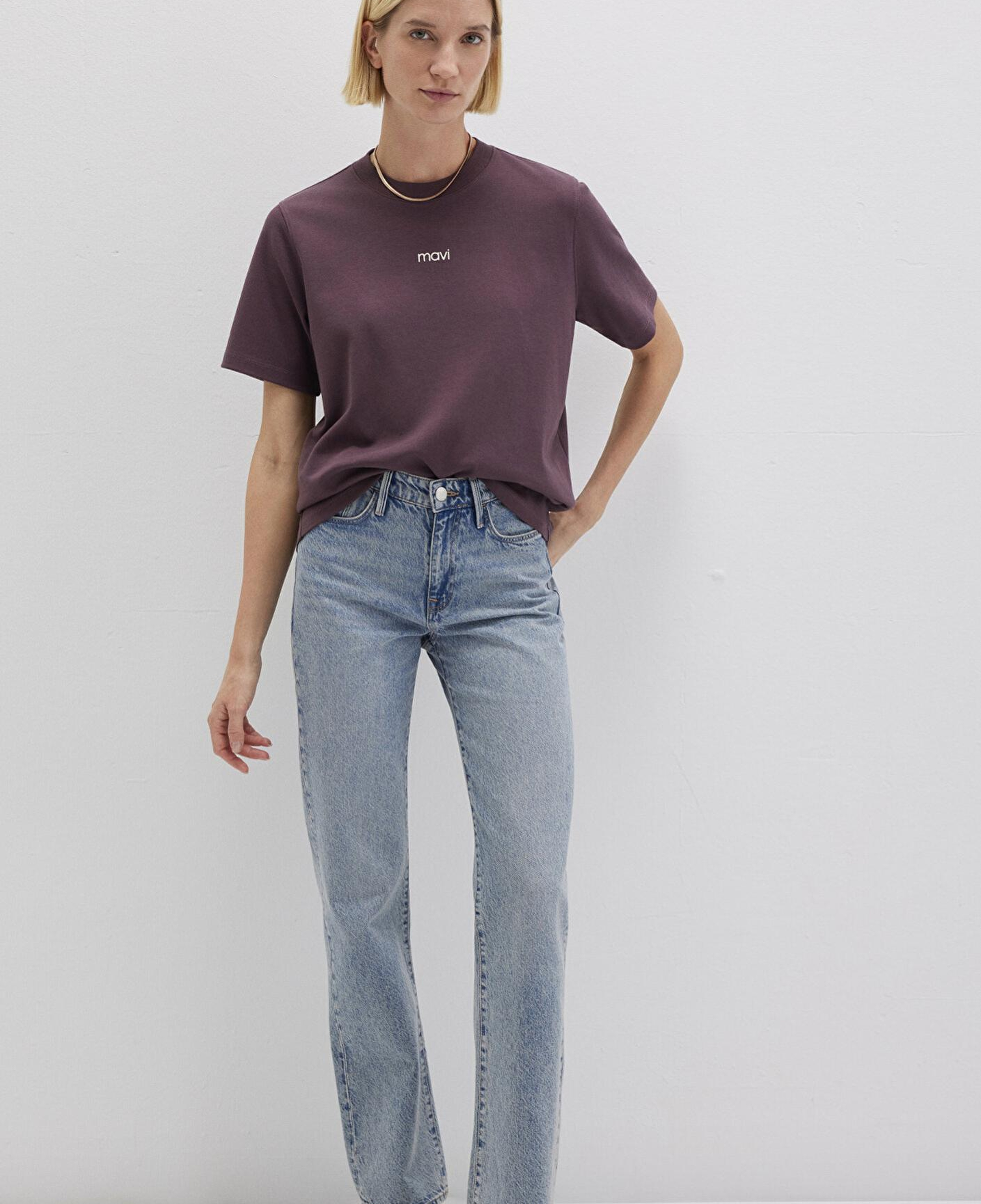 Mavi Mavi Logo Baskılı İnterlok Mor Tişört Regular Fit / Normal Kesim 1612829-70260