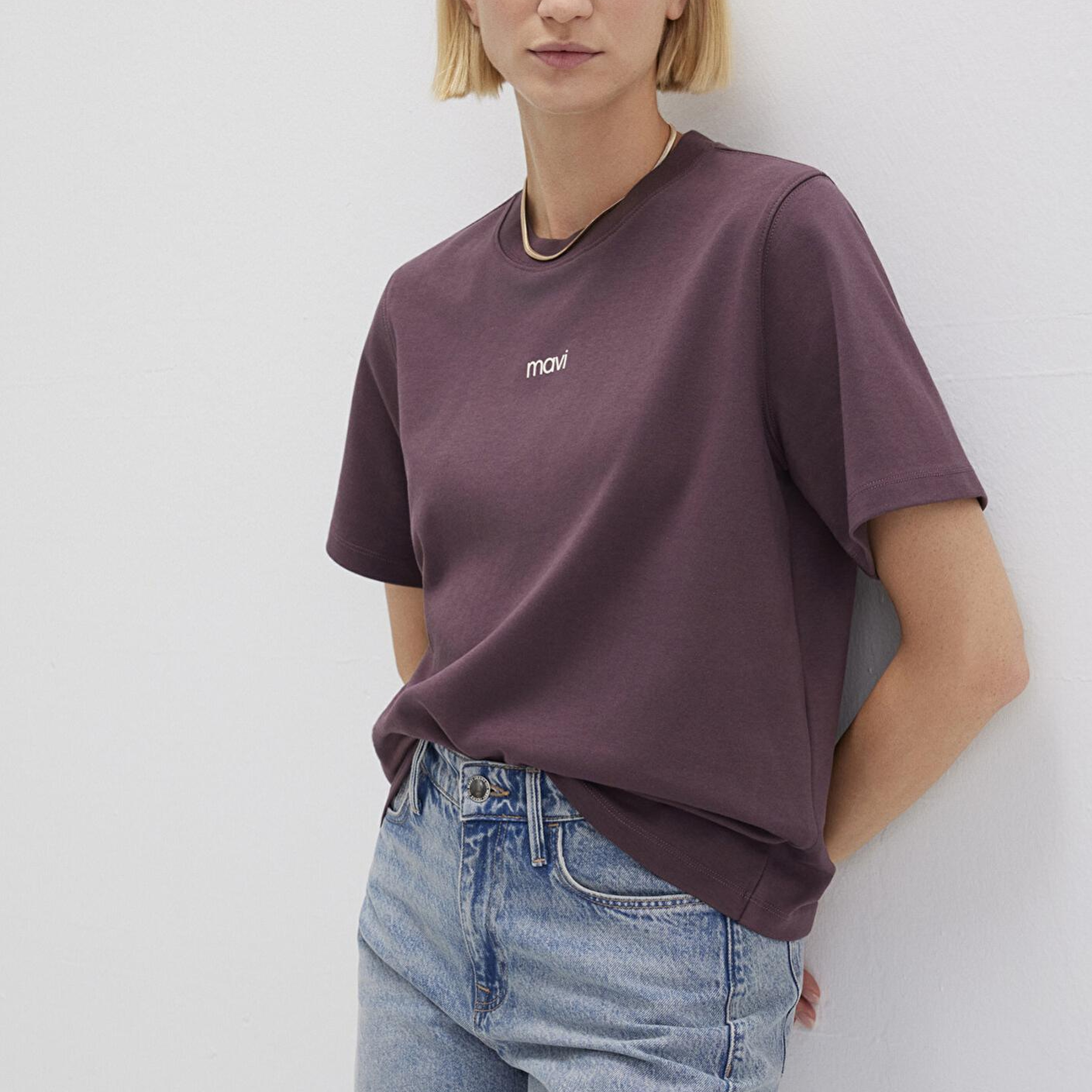 Mavi Mavi Logo Baskılı İnterlok Mor Tişört Regular Fit / Normal Kesim 1612829-70260
