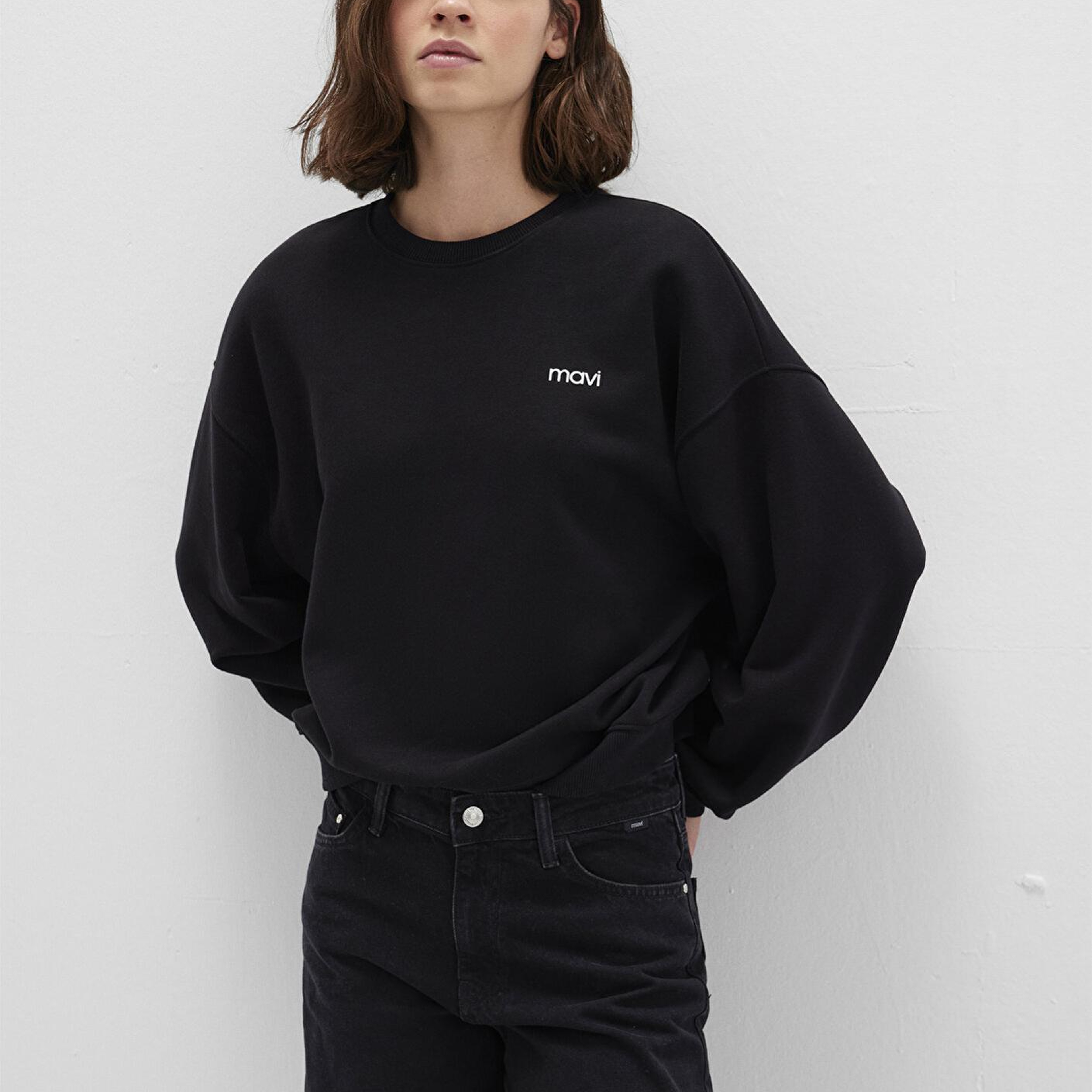 Mavi Mavi Logo Baskılı Siyah Sweatshirt 1S10490-900