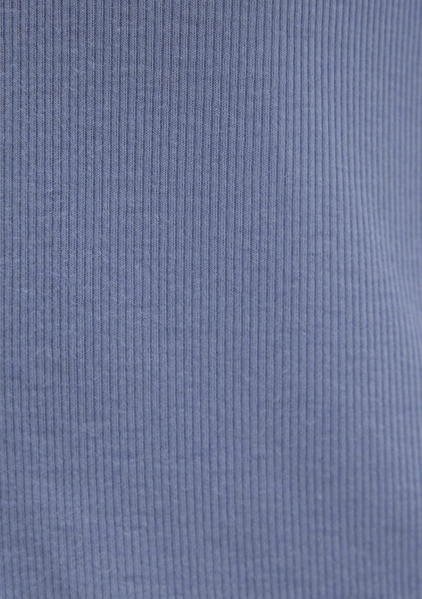 Mavi Düğme Detaylı Mavi Tişört Fitted / Vücuda Oturan Kesim 1613695-86802