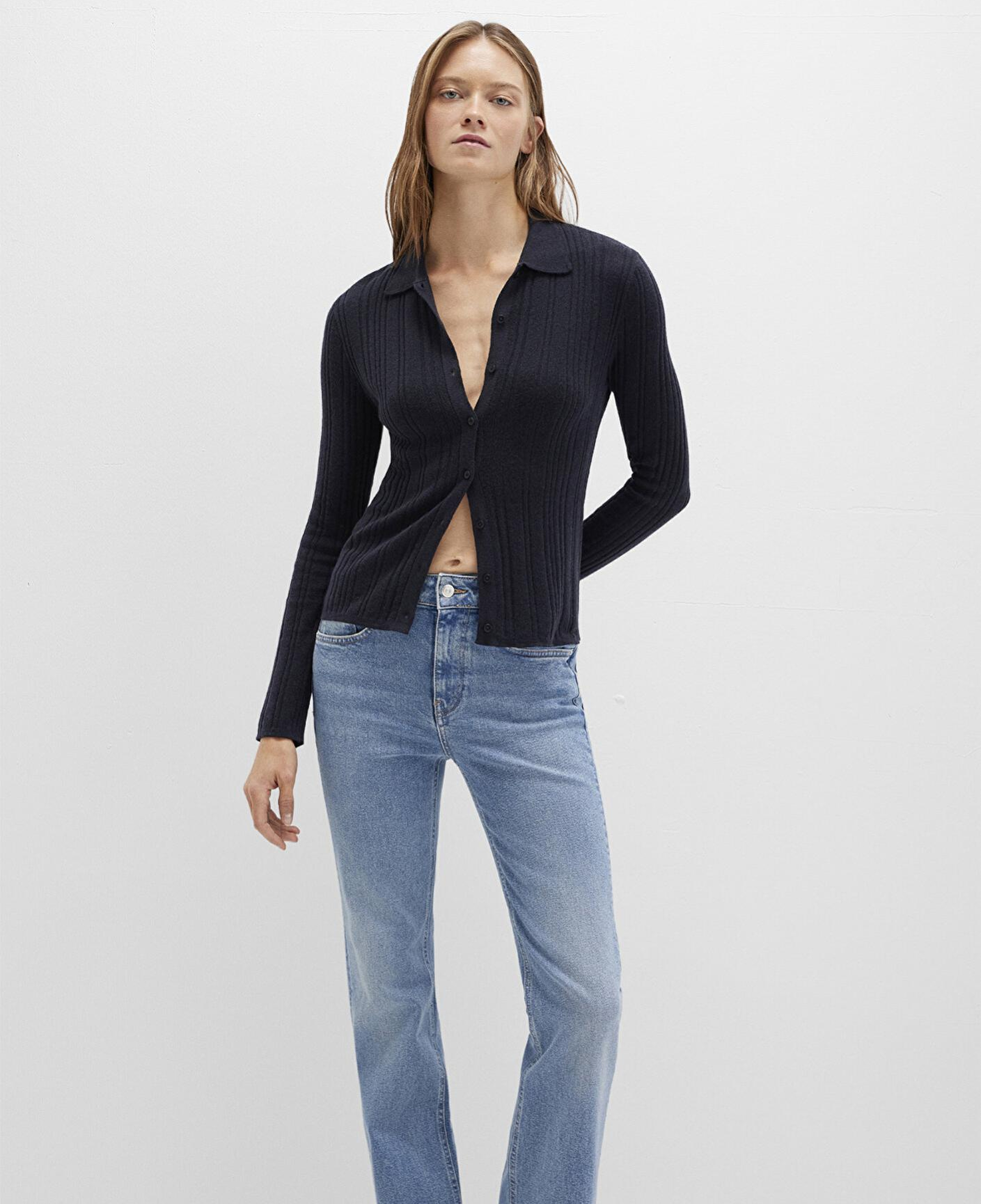 Mavi Yün Karışımlı Lacivert Triko Polo 1710838-70489