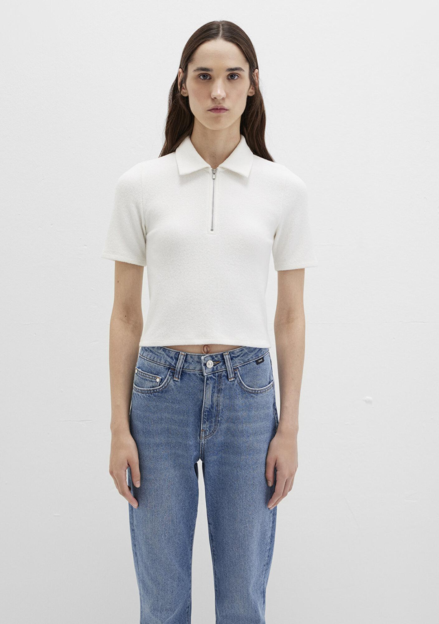 Mavi Ekru Polo Tişört Fitted / Vücuda Oturan Kesim 1613593-70057