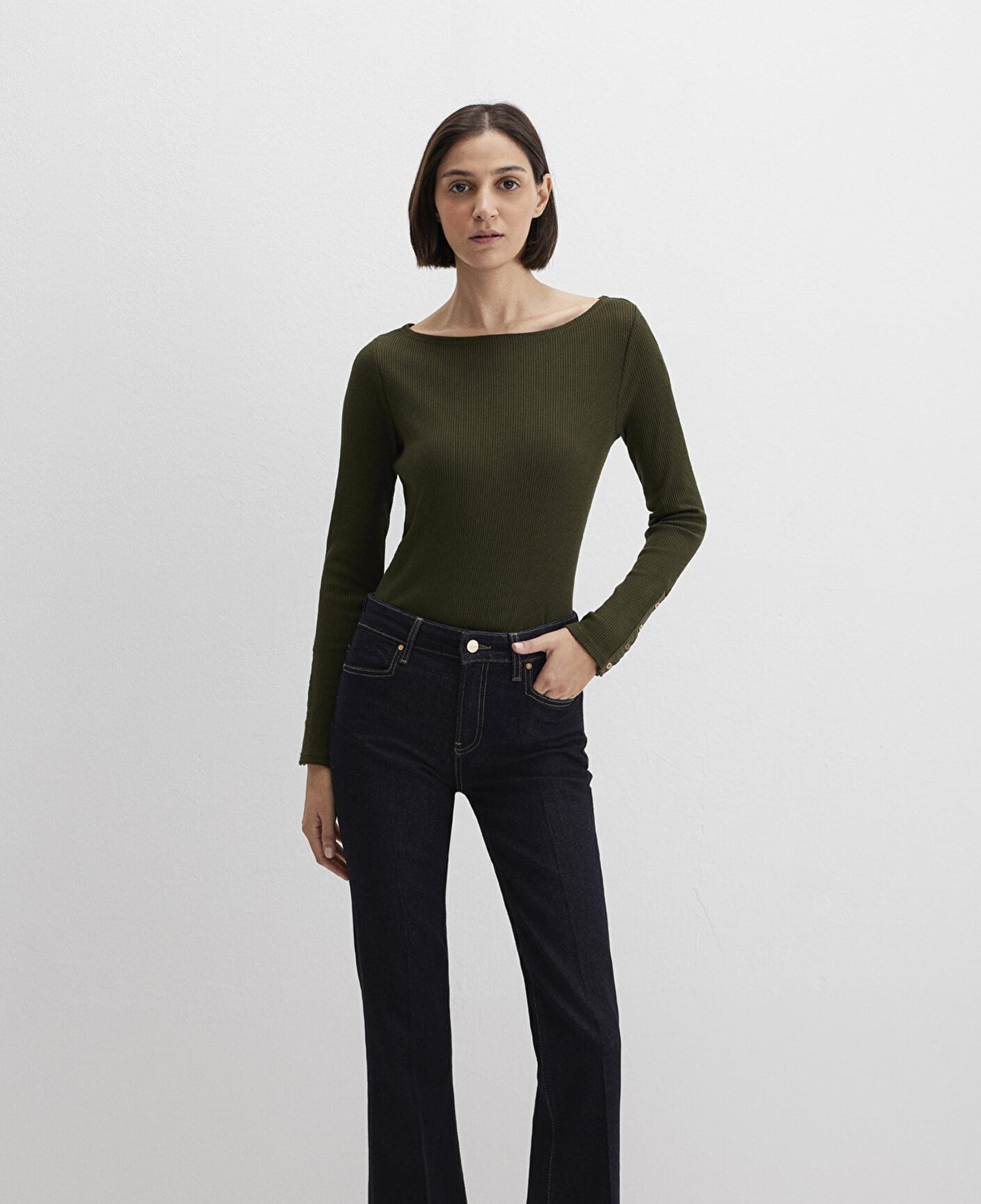 Mavi Yeşil Uzun Kollu Tişört Fitted / Vücuda Oturan Kesim 1613595-71545