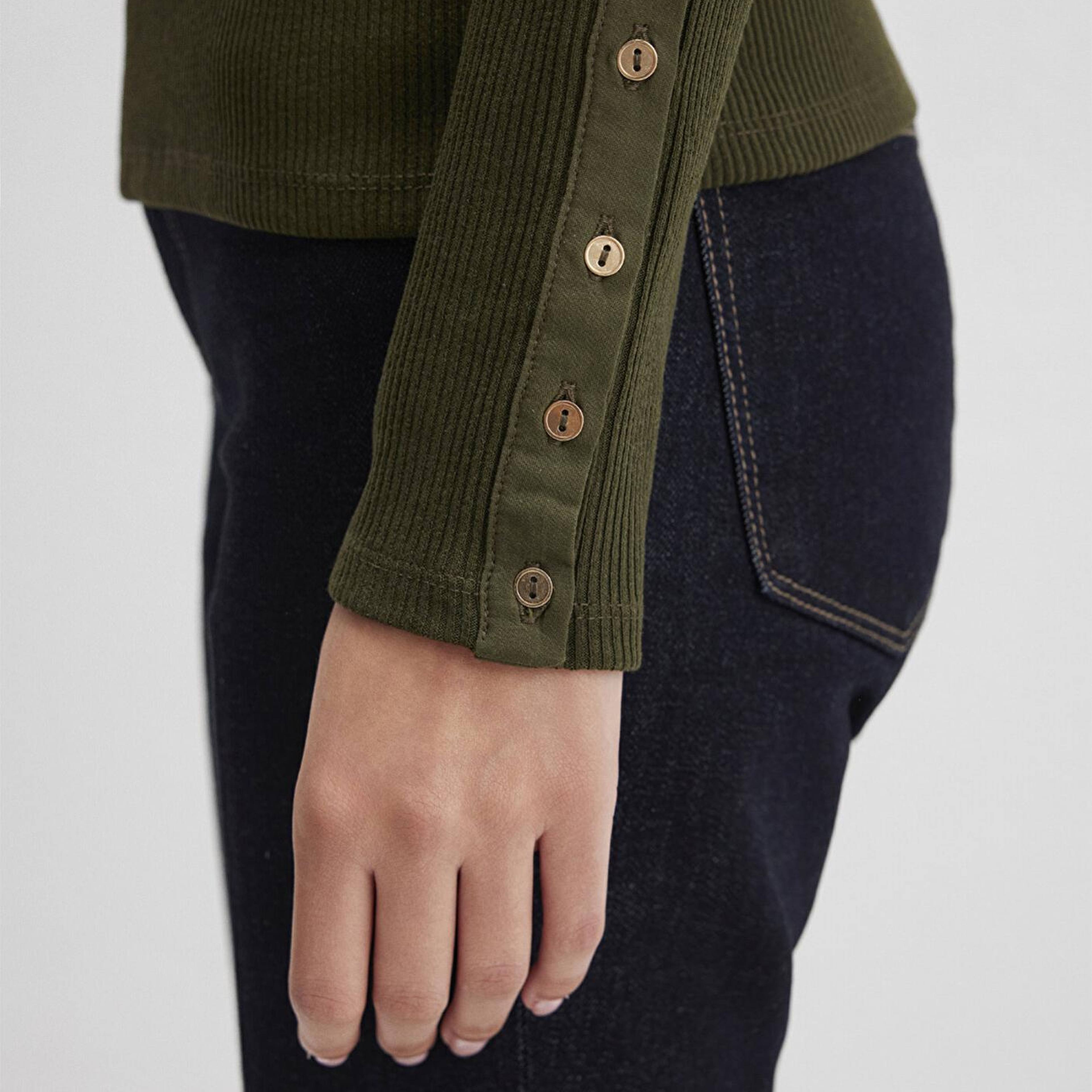 Mavi Yeşil Uzun Kollu Tişört Fitted / Vücuda Oturan Kesim 1613595-71545