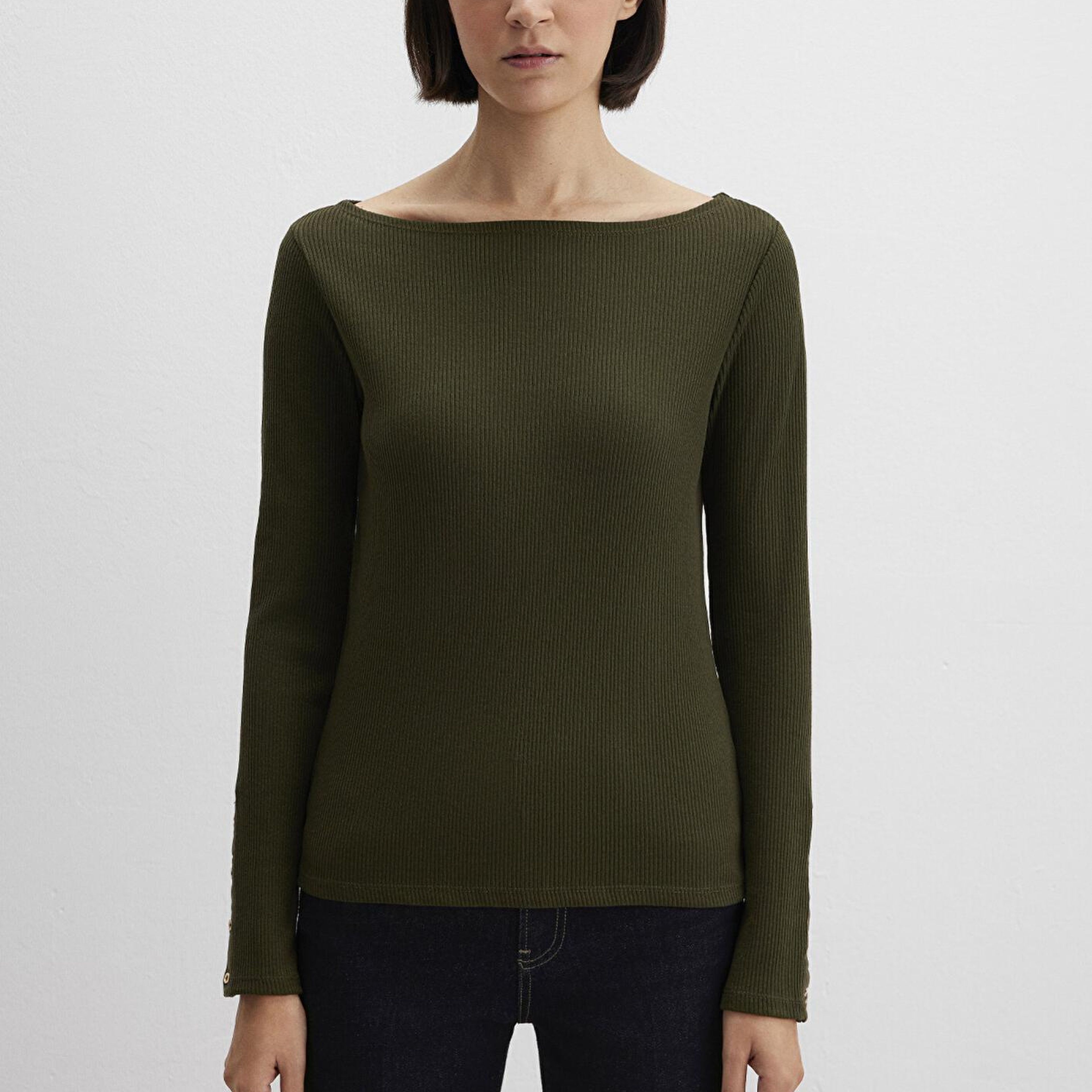 Mavi Yeşil Uzun Kollu Tişört Fitted / Vücuda Oturan Kesim 1613595-71545