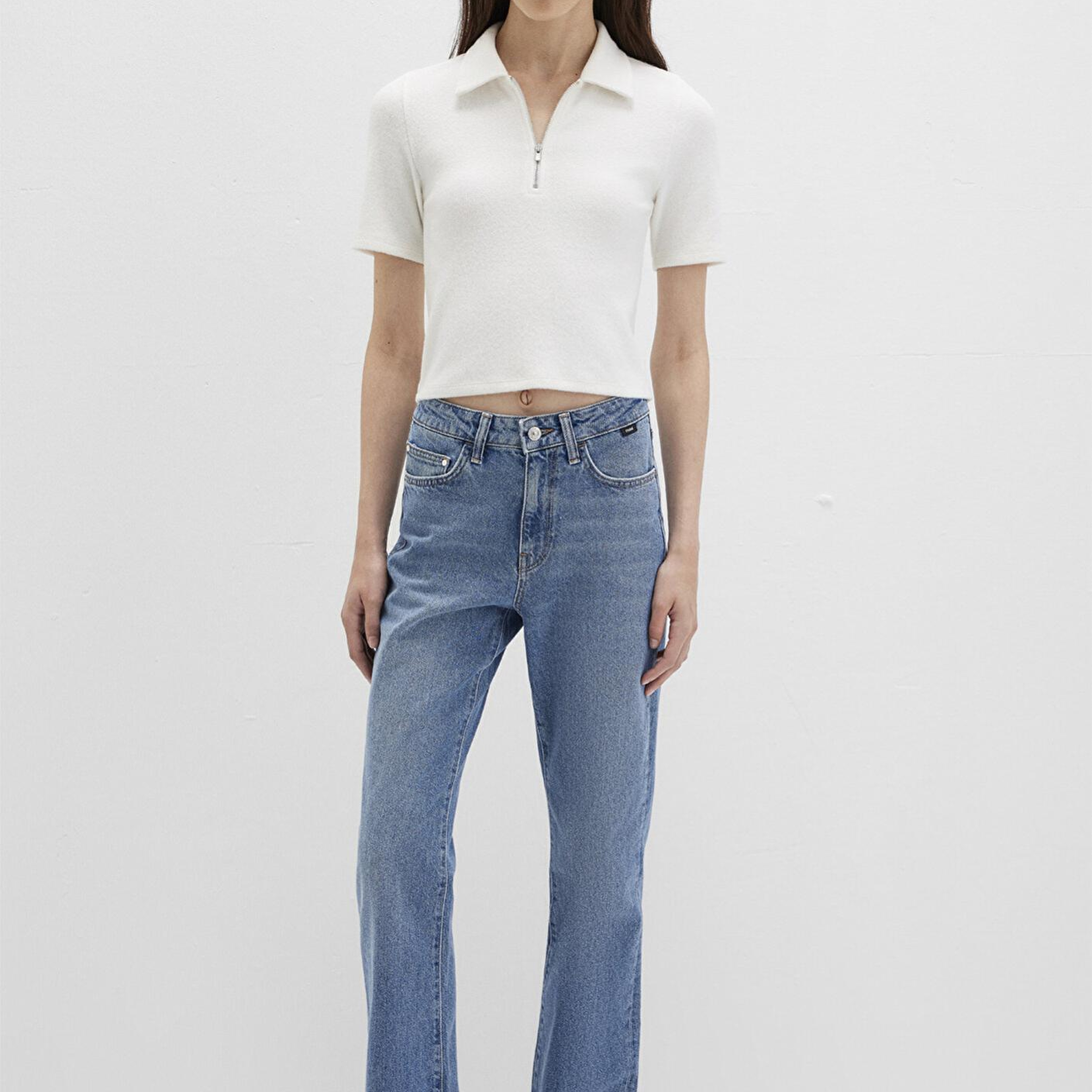 Mavi Ekru Polo Tişört Fitted / Vücuda Oturan Kesim 1613593-70057