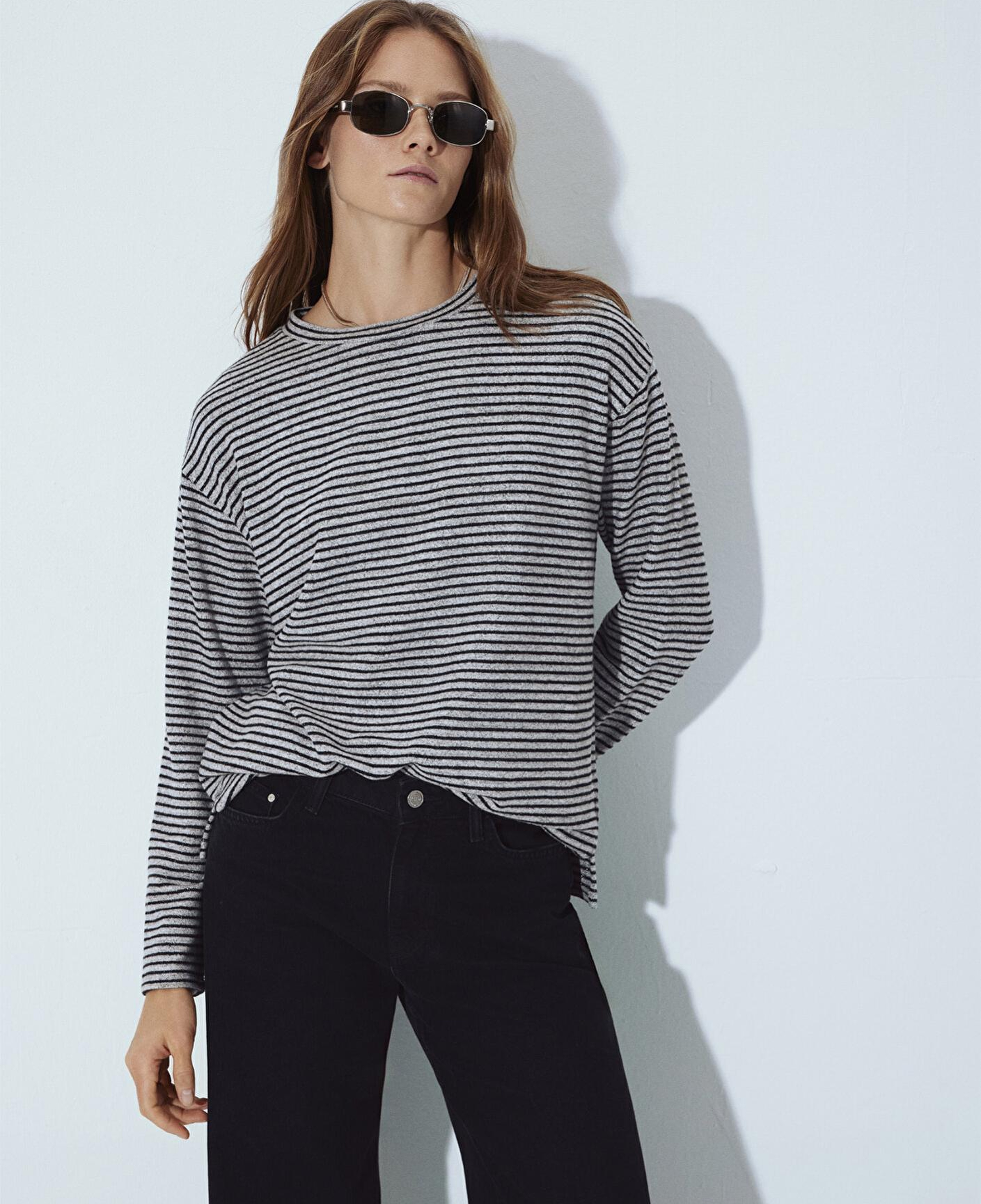 Mavi Bisiklet Yaka Çizgili T-Shirt Regular Fit / Normal Kesim 1613600-85407