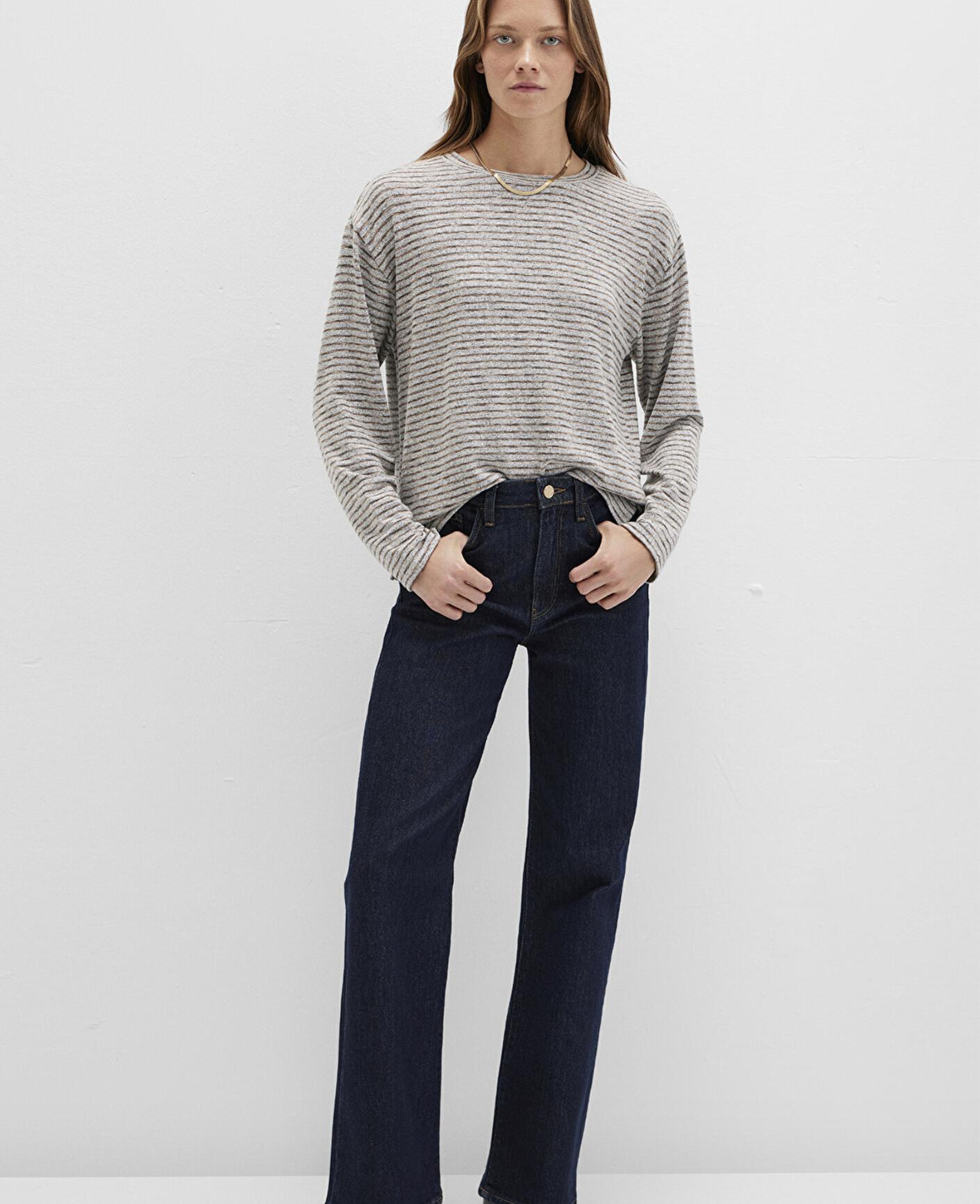 Mavi Bisiklet Yaka Çizgili T-Shirt Regular Fit / Normal Kesim 1613600-91236