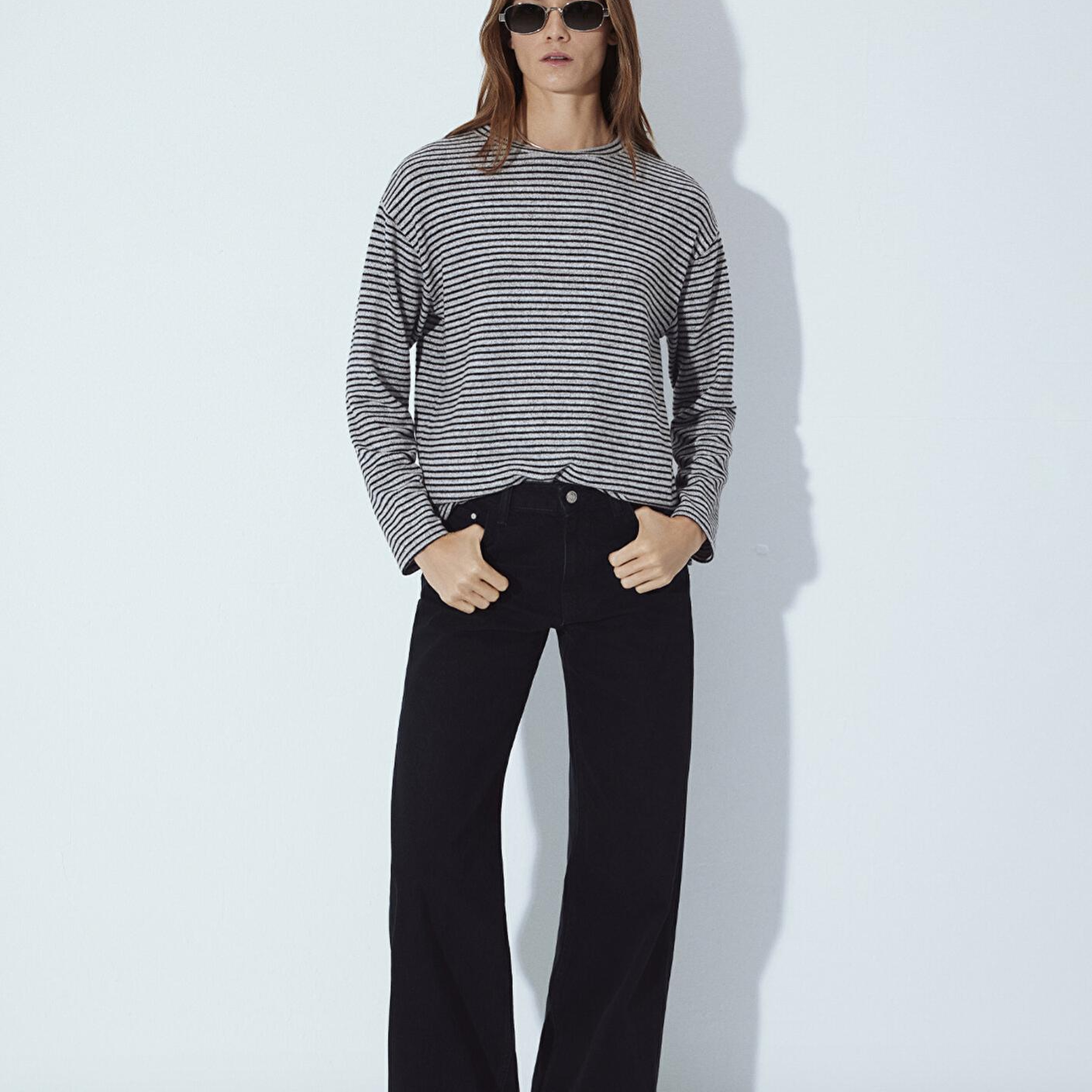 Mavi Bisiklet Yaka Çizgili T-Shirt Regular Fit / Normal Kesim 1613600-85407