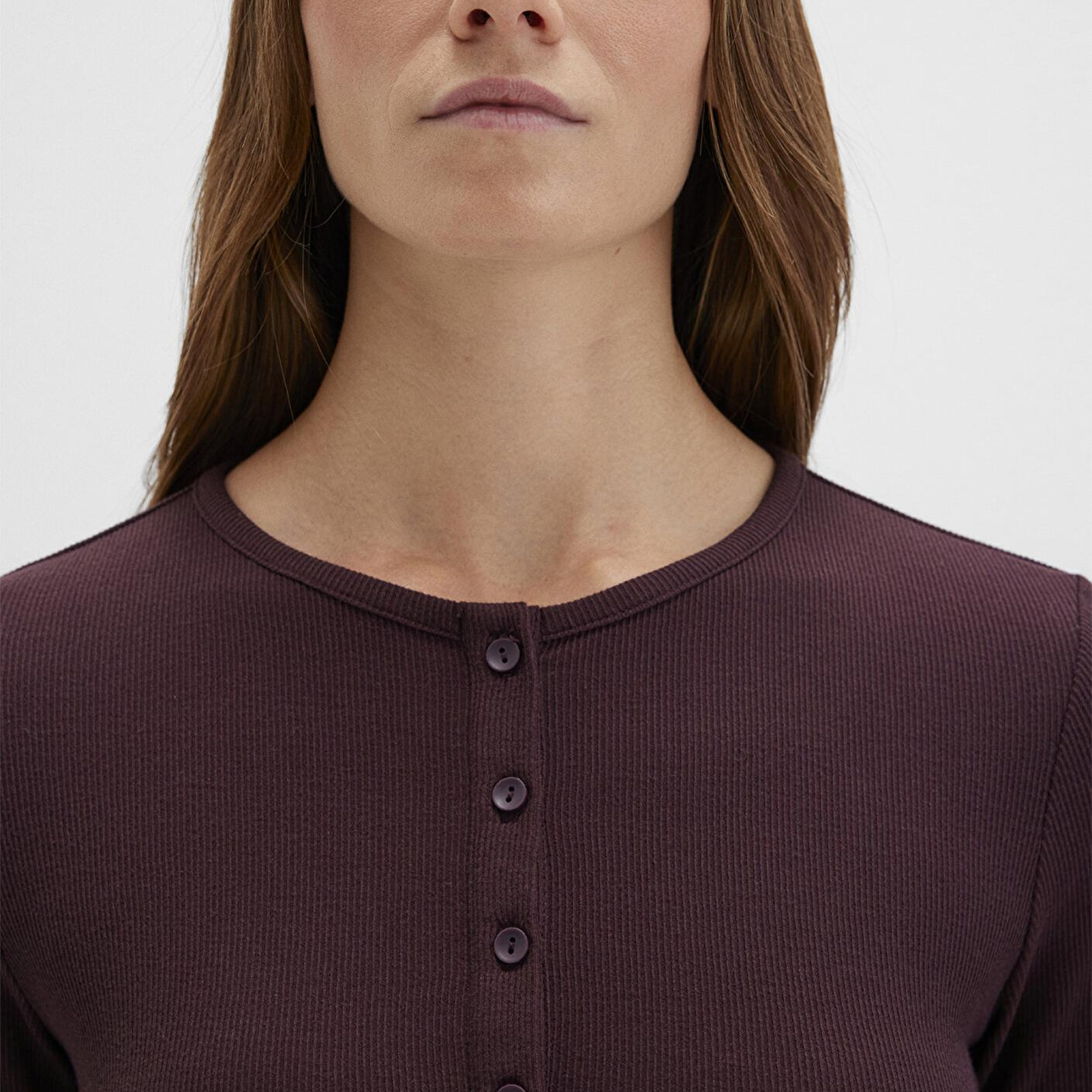 Mavi Uzun Kollu Bordo Basic Tişört Slim Fit / Dar Kesim 1613621-70223