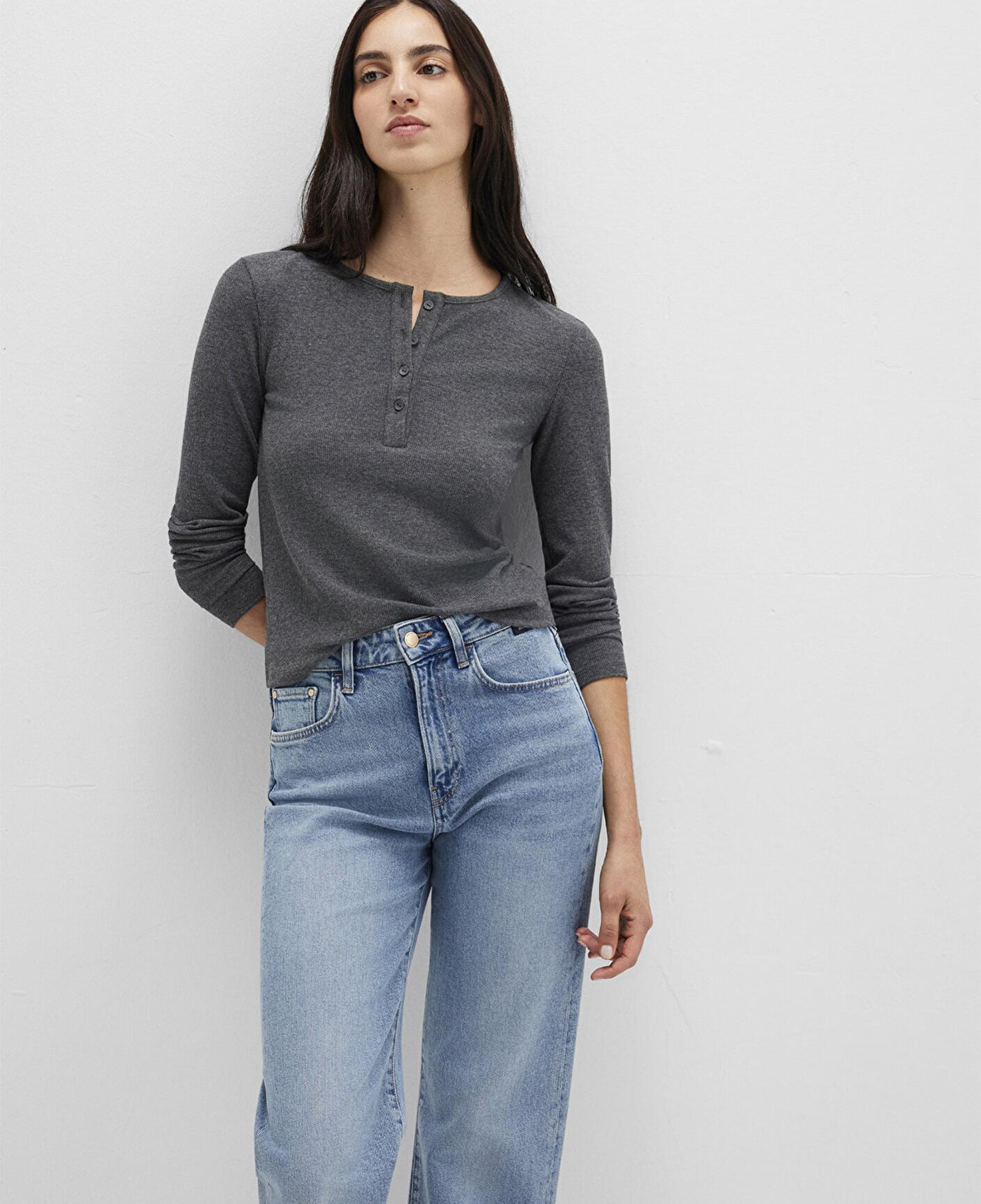 Mavi Uzun Kollu Gri Basic Tişört Slim Fit / Dar Kesim 1613621-80024