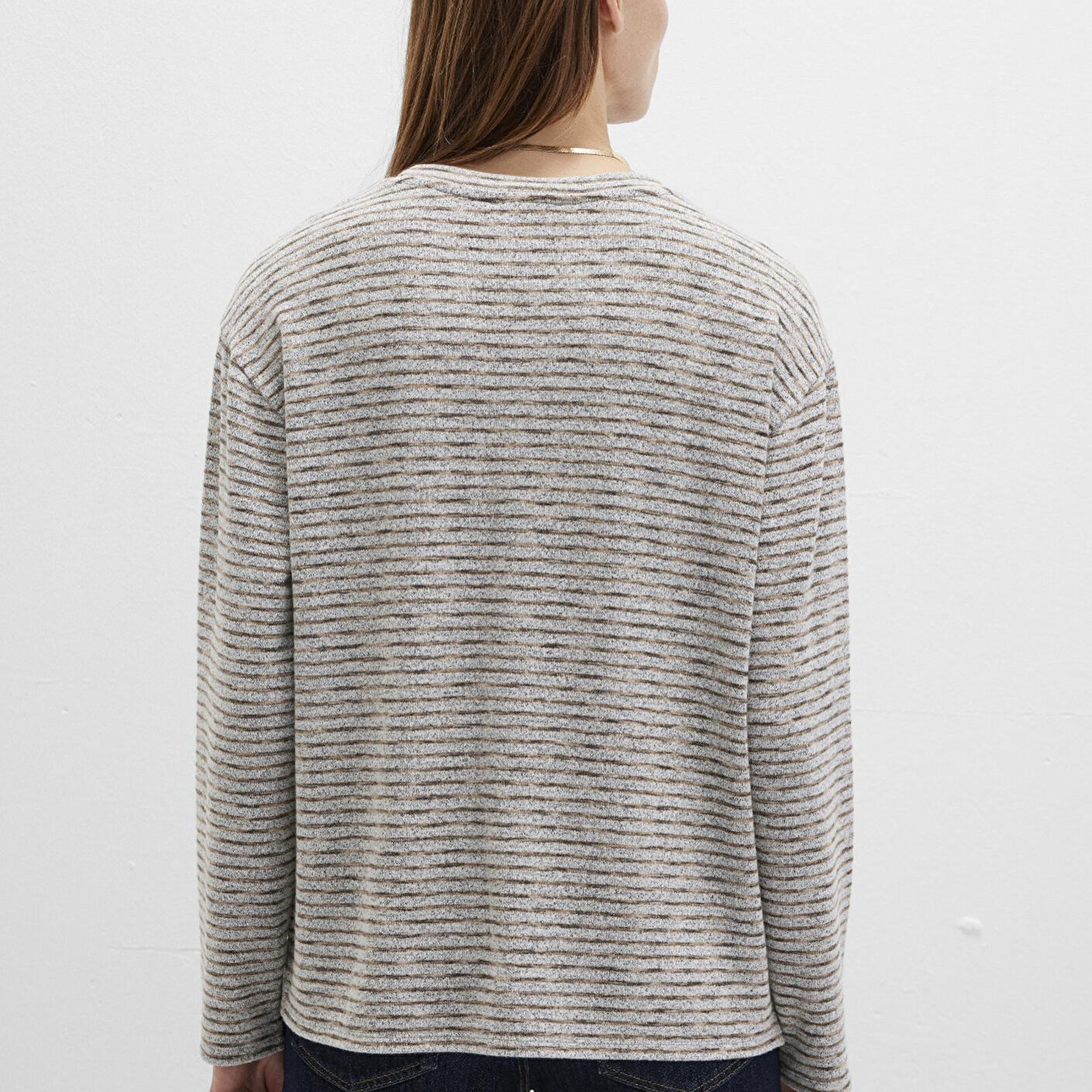 Mavi Bisiklet Yaka Çizgili T-Shirt Regular Fit / Normal Kesim 1613600-91236