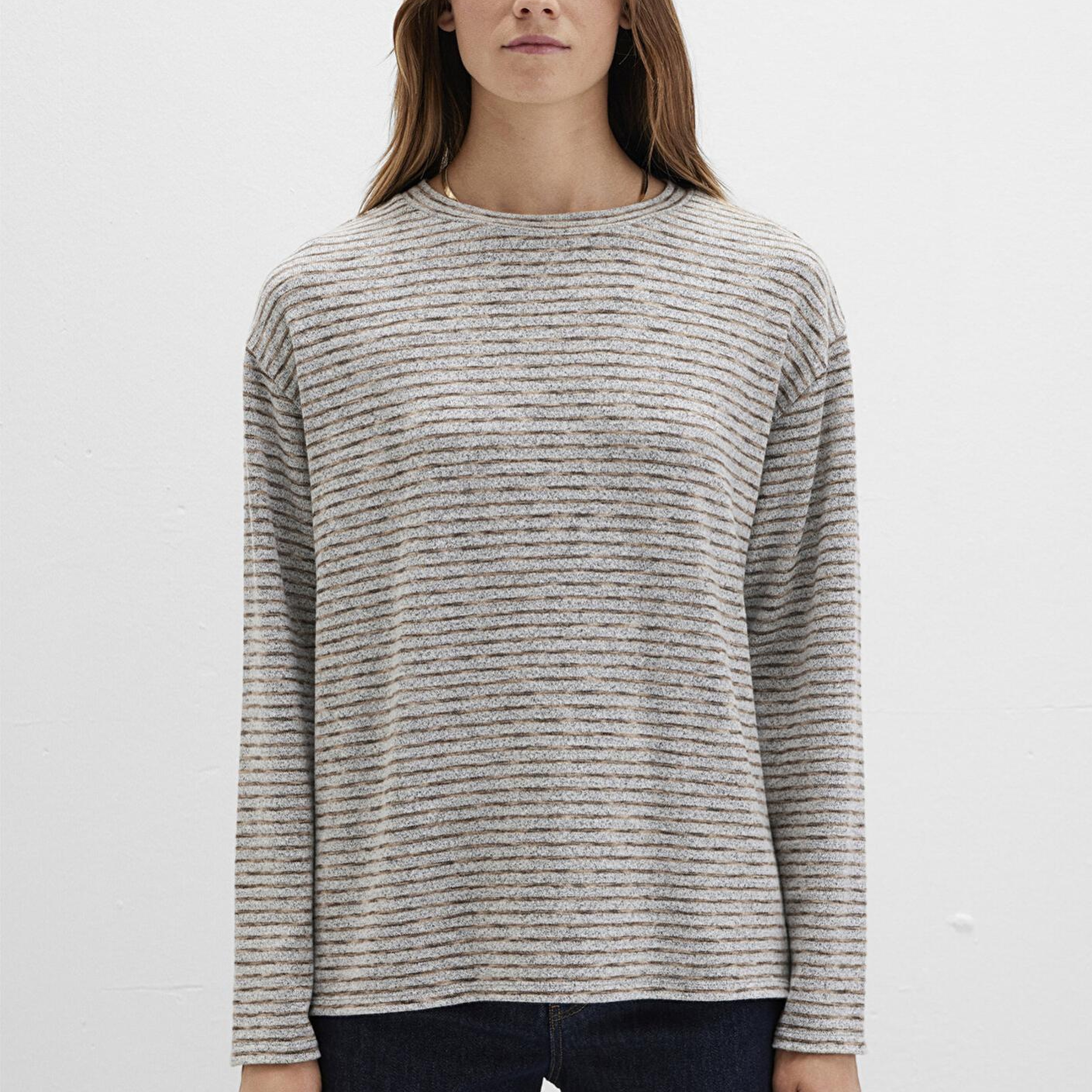 Mavi Bisiklet Yaka Çizgili T-Shirt Regular Fit / Normal Kesim 1613600-91236