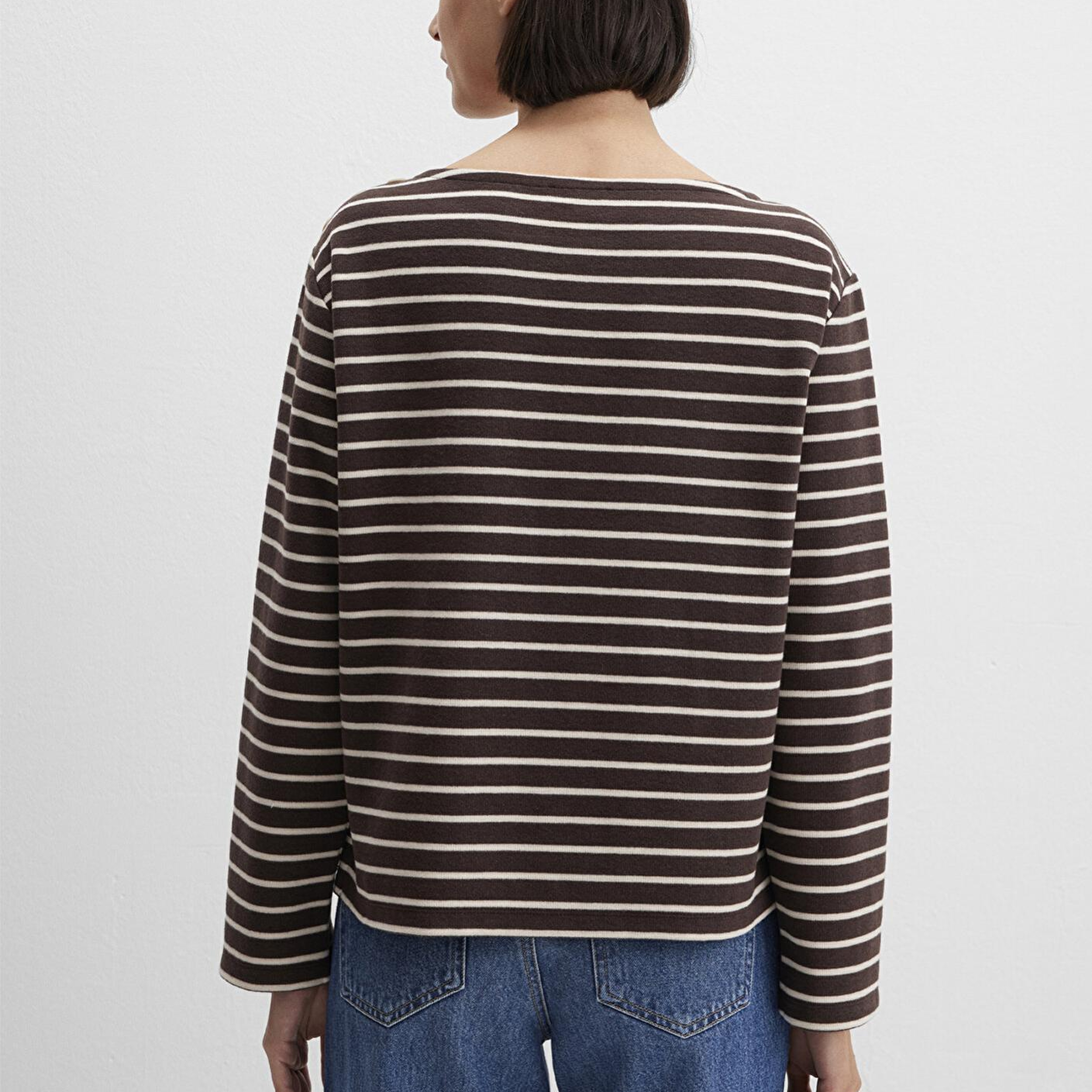 Mavi Çizgili Kahverengi Tişört Regular Fit / Normal Kesim 1613597-91190