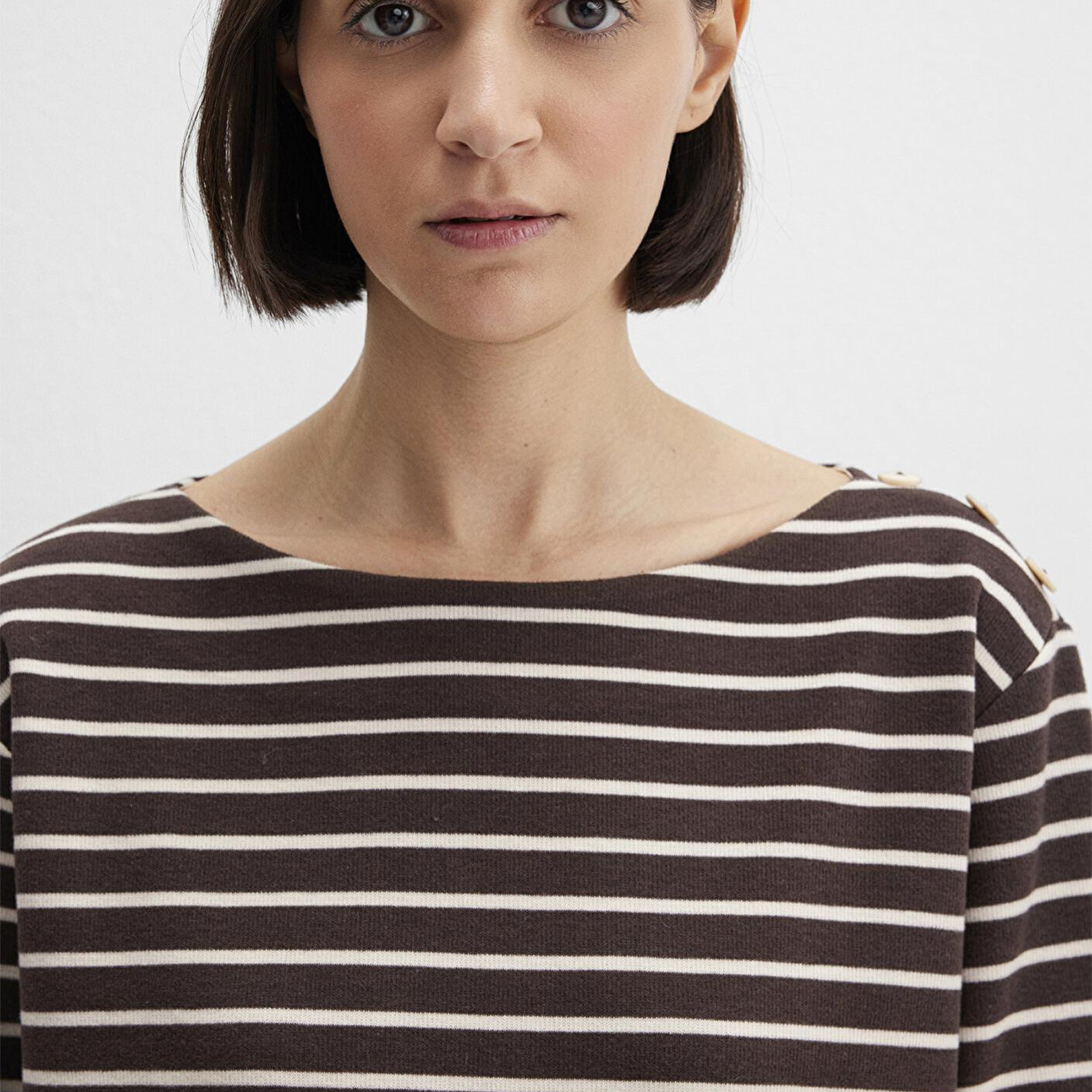 Mavi Çizgili Kahverengi Tişört Regular Fit / Normal Kesim 1613597-91190