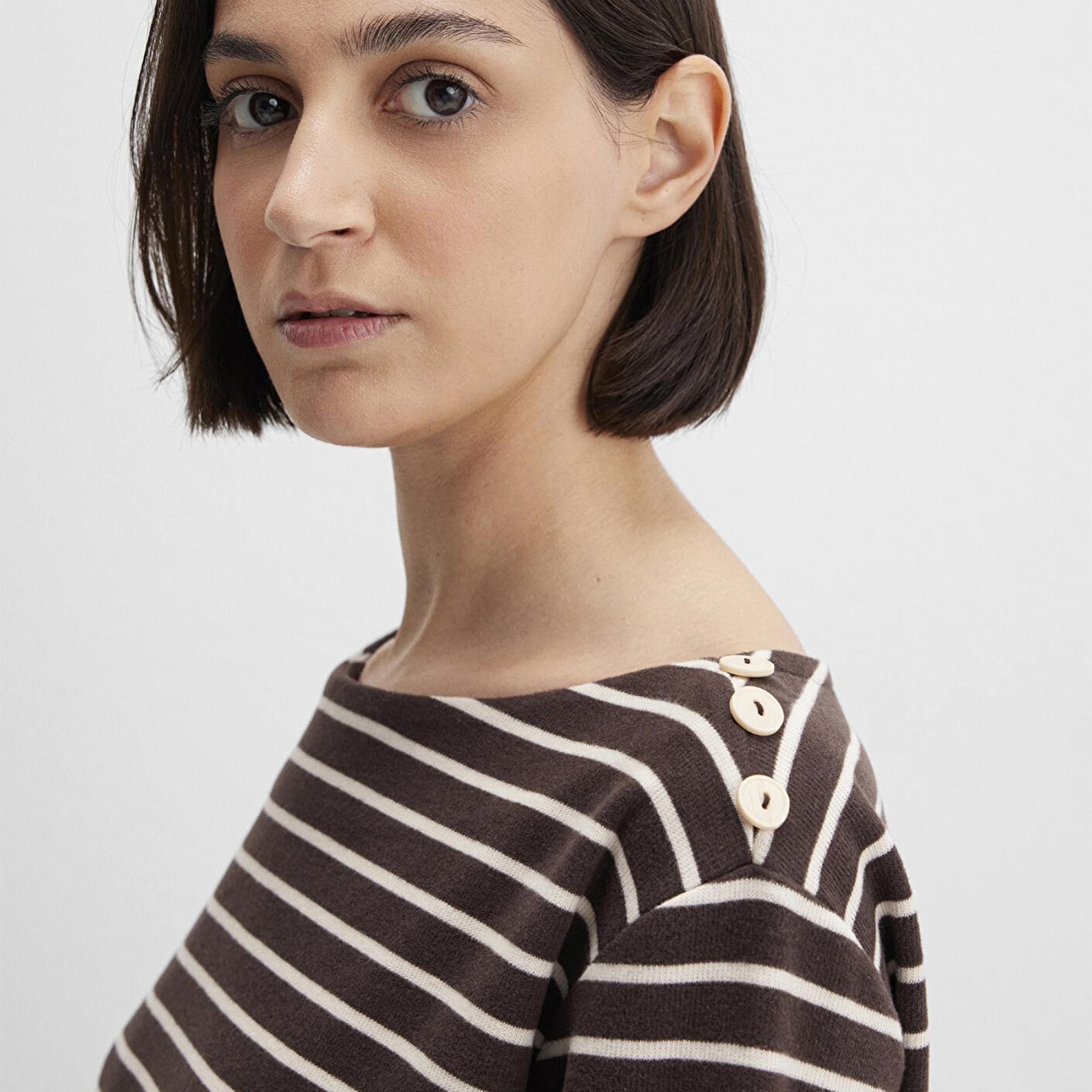 Mavi Çizgili Kahverengi Tişört Regular Fit / Normal Kesim 1613597-91190