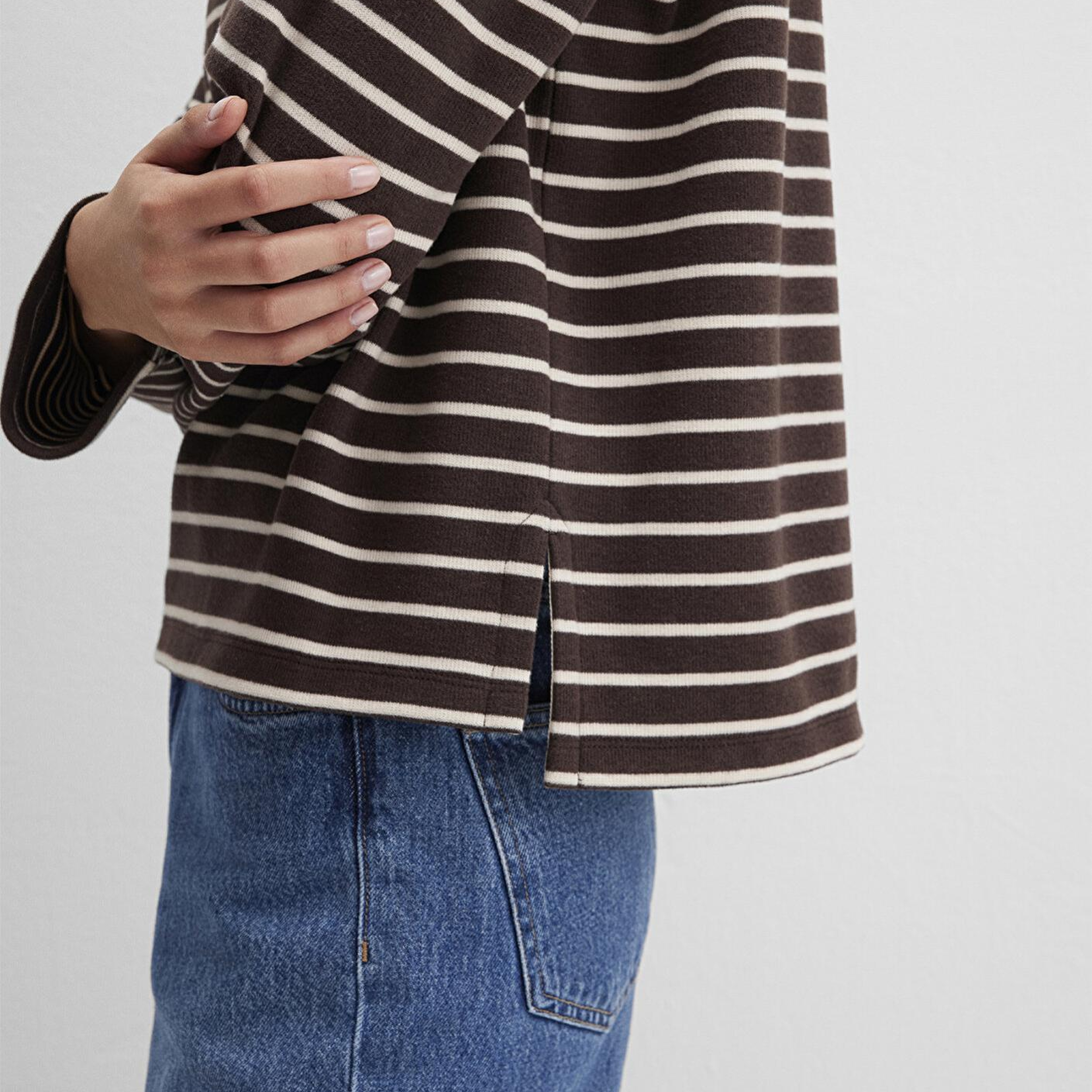 Mavi Çizgili Kahverengi Tişört Regular Fit / Normal Kesim 1613597-91190