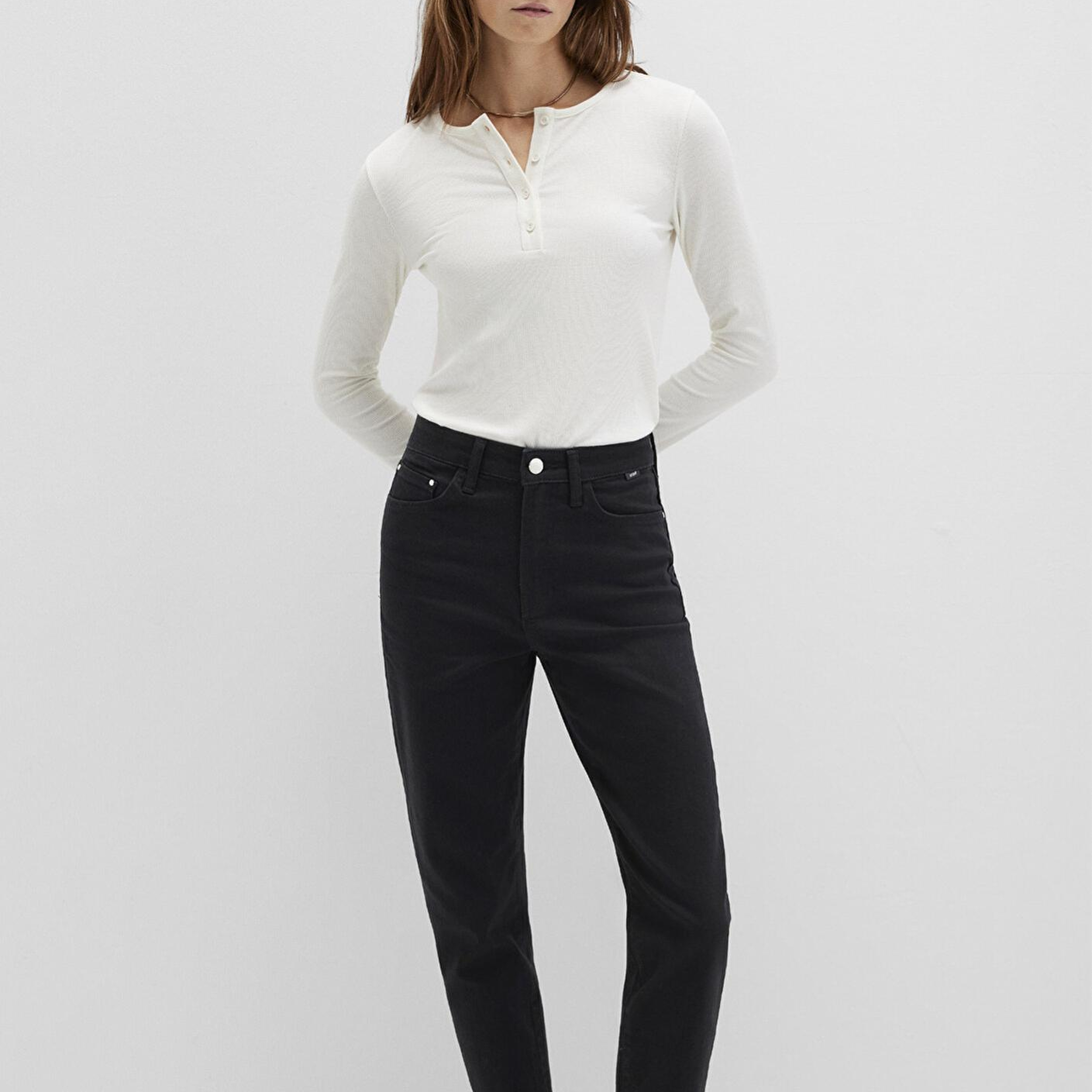 Mavi Uzun Kollu Ekru Basic Tişört Slim Fit / Dar Kesim 1613621-80194