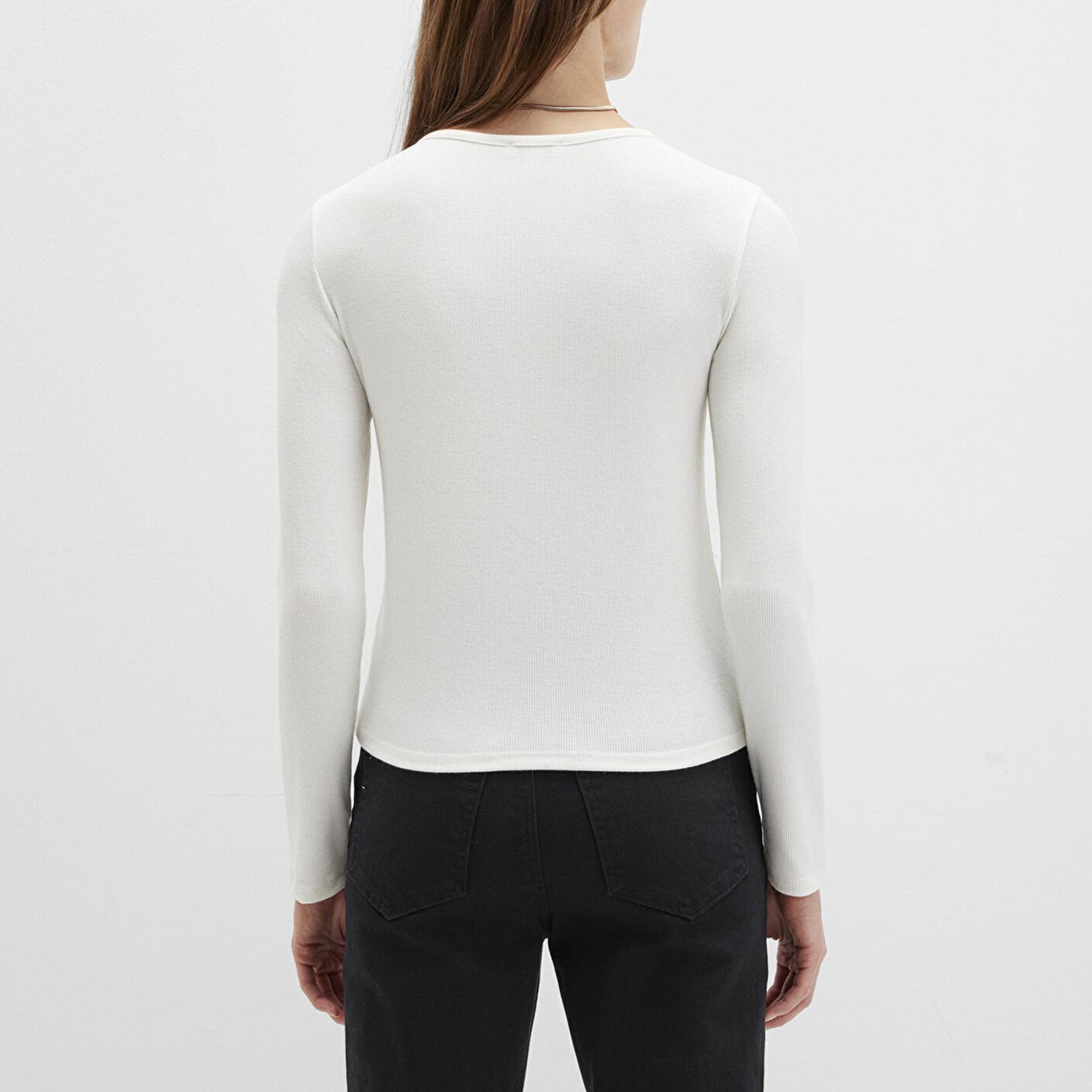 Mavi Uzun Kollu Ekru Basic Tişört Slim Fit / Dar Kesim 1613621-80194