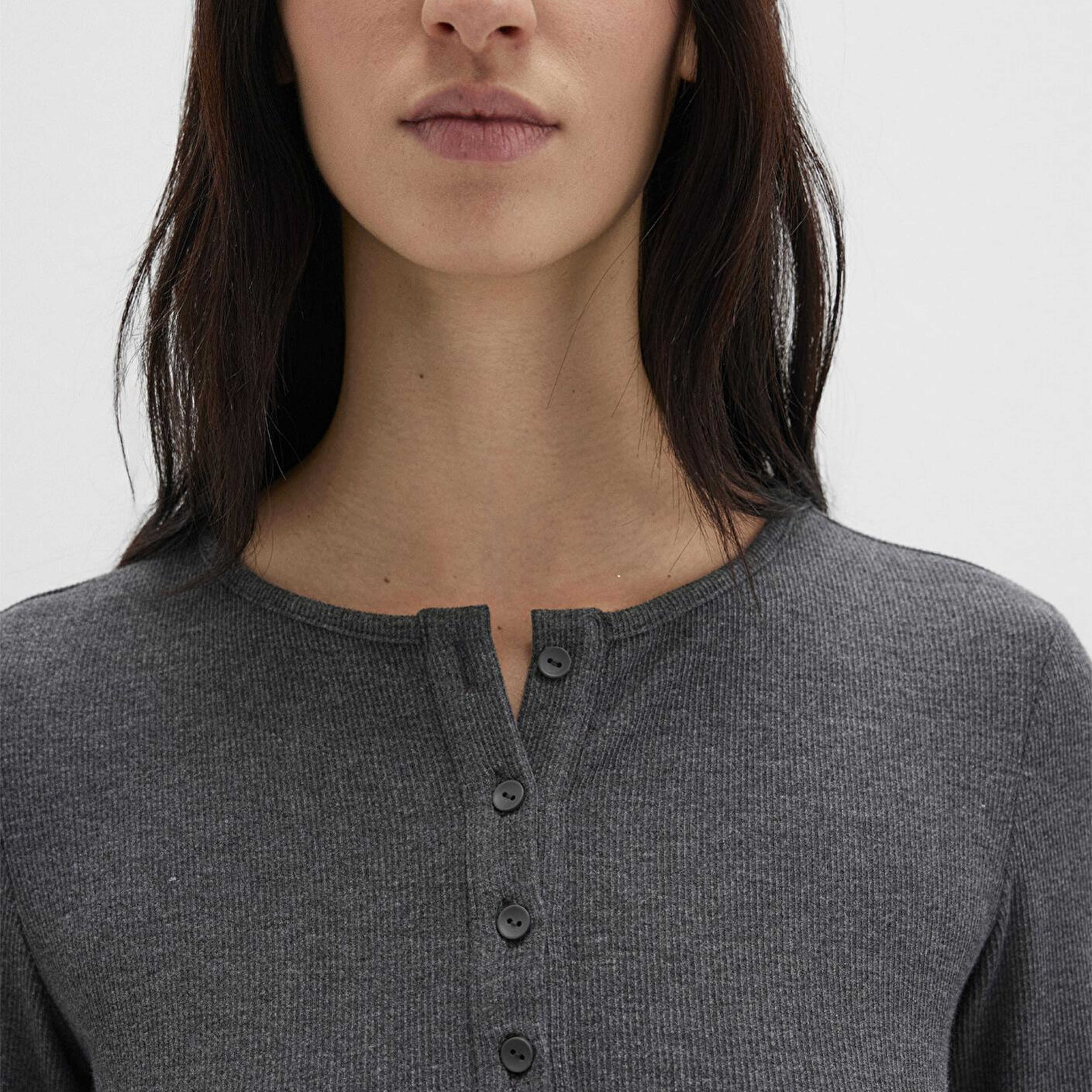 Mavi Uzun Kollu Gri Basic Tişört Slim Fit / Dar Kesim 1613621-80024