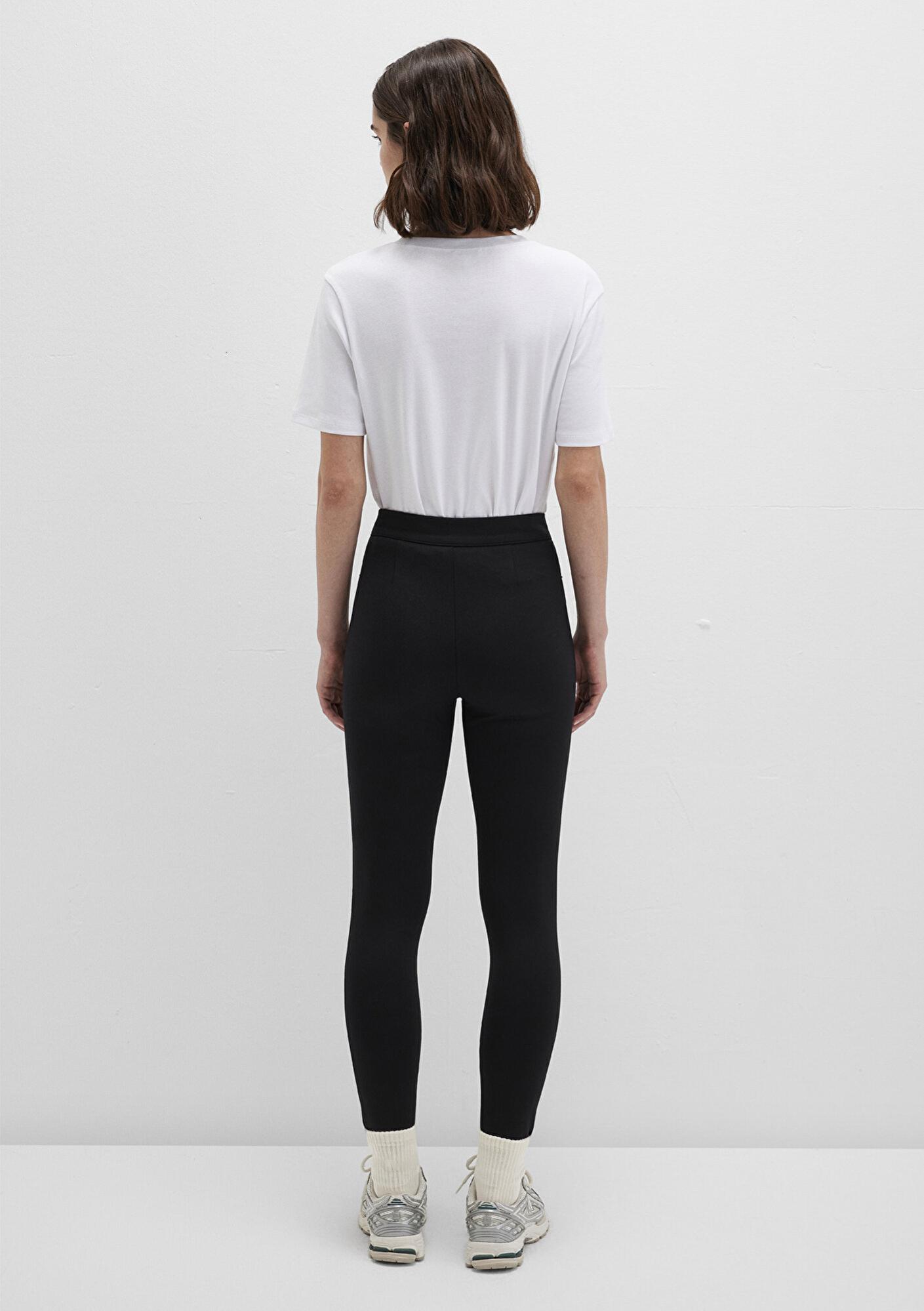 Mavi Düğmeli Siyah Tayt 1011096-900