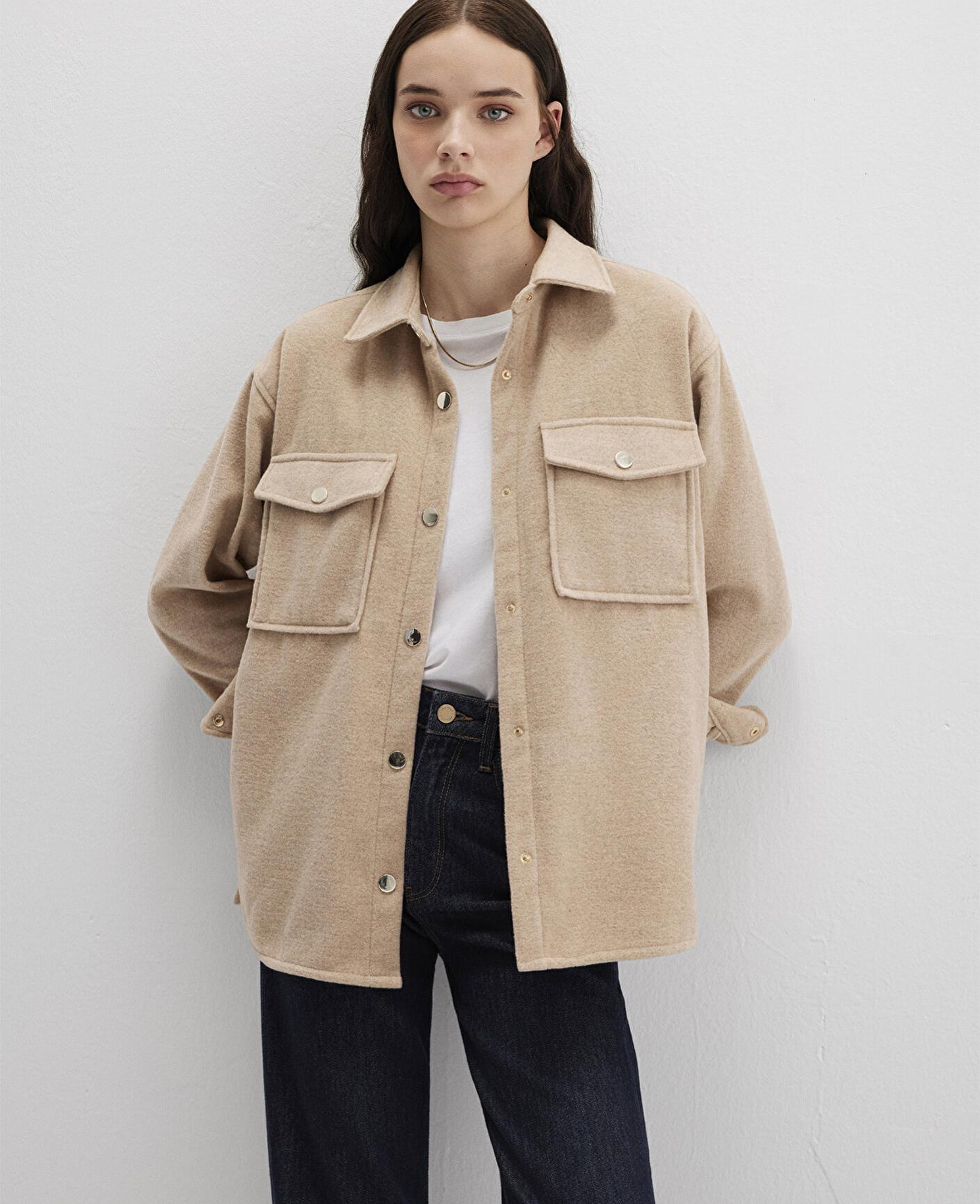 Mavi Bej Gömlek Loose Fit / Bol Rahat Kesim 1211281-80084