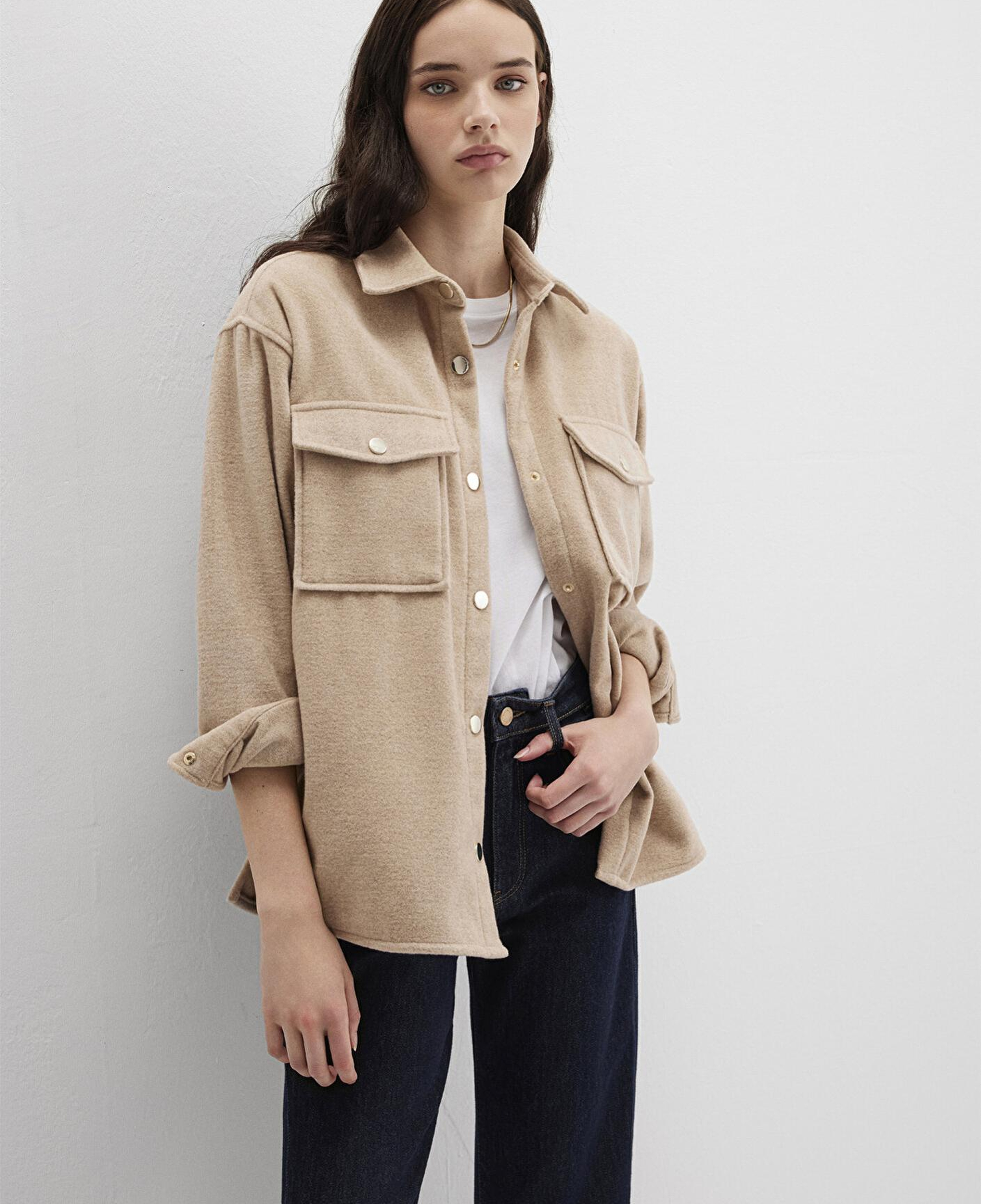 Mavi Bej Gömlek Loose Fit / Bol Rahat Kesim 1211281-80084