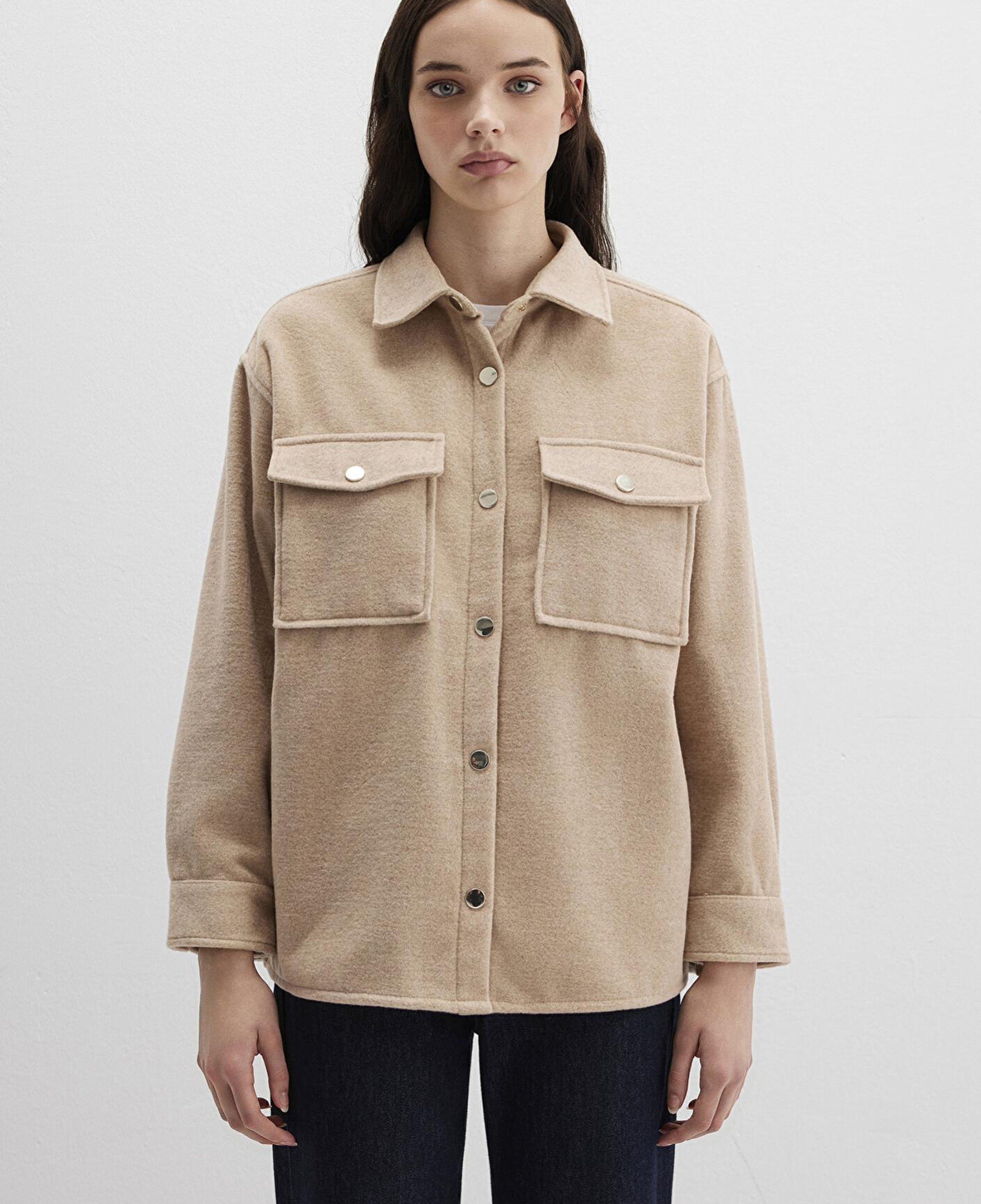 Mavi Bej Gömlek Loose Fit / Bol Rahat Kesim 1211281-80084