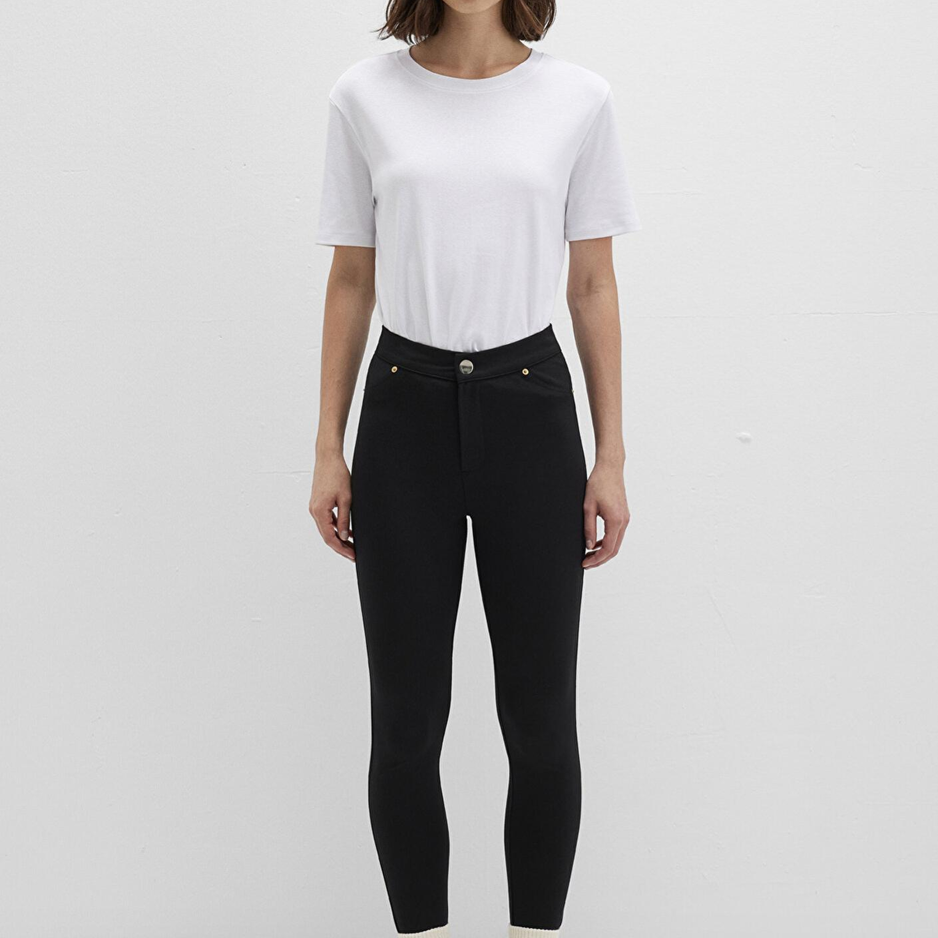 Mavi Düğmeli Siyah Tayt 1011096-900