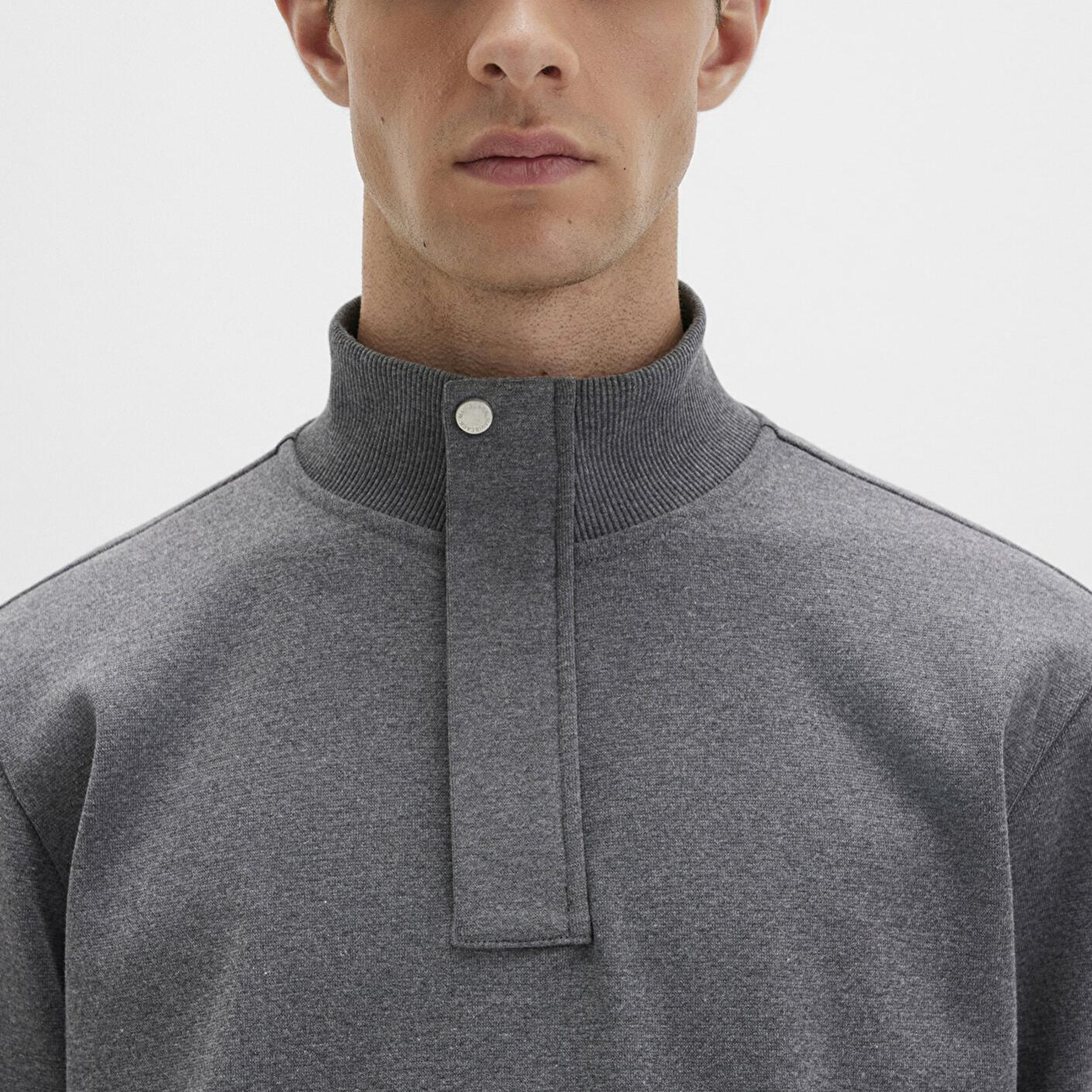 Mavi Düğme Detaylı Dik Yaka Gri Sweatshirt 0S10472-80018