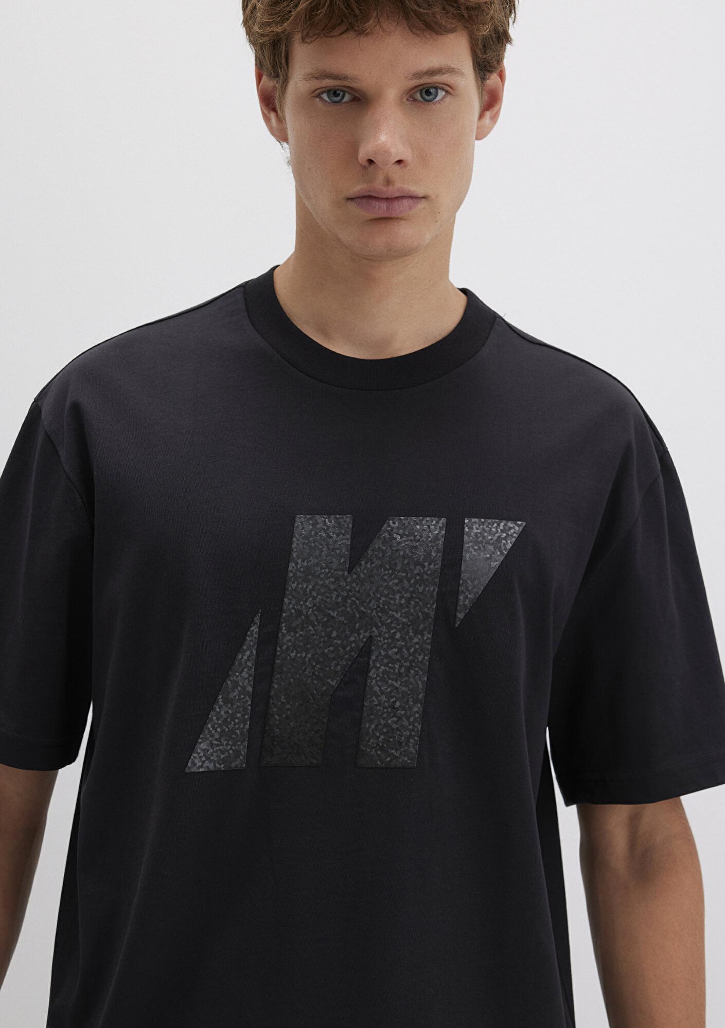 Mavi Mavi Pro Logo Baskılı Siyah Tişört Loose Fit / Bol Rahat Kesim 0613086-900