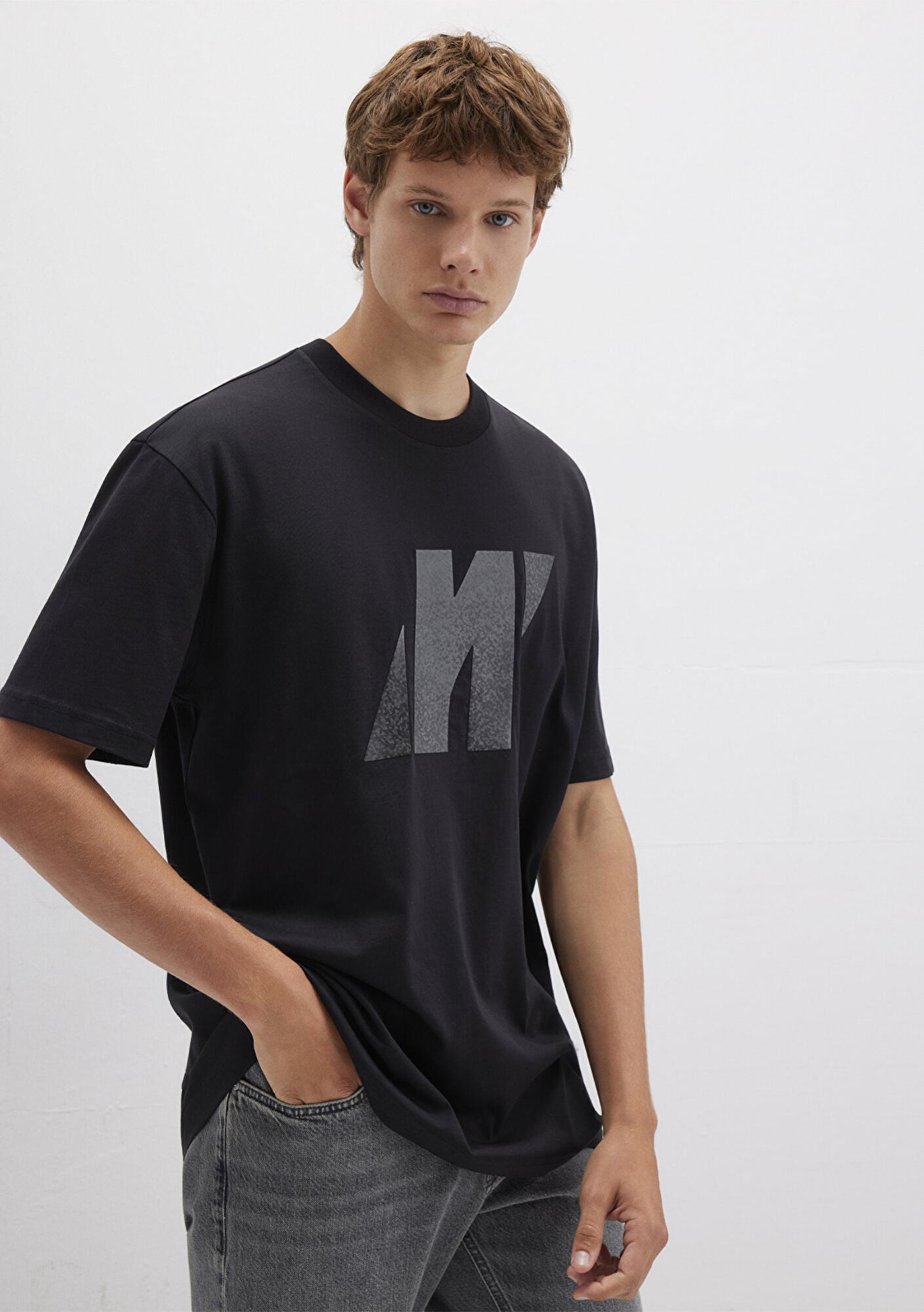 Mavi Mavi Pro Logo Baskılı Siyah Tişört Loose Fit / Bol Rahat Kesim 0613086-900