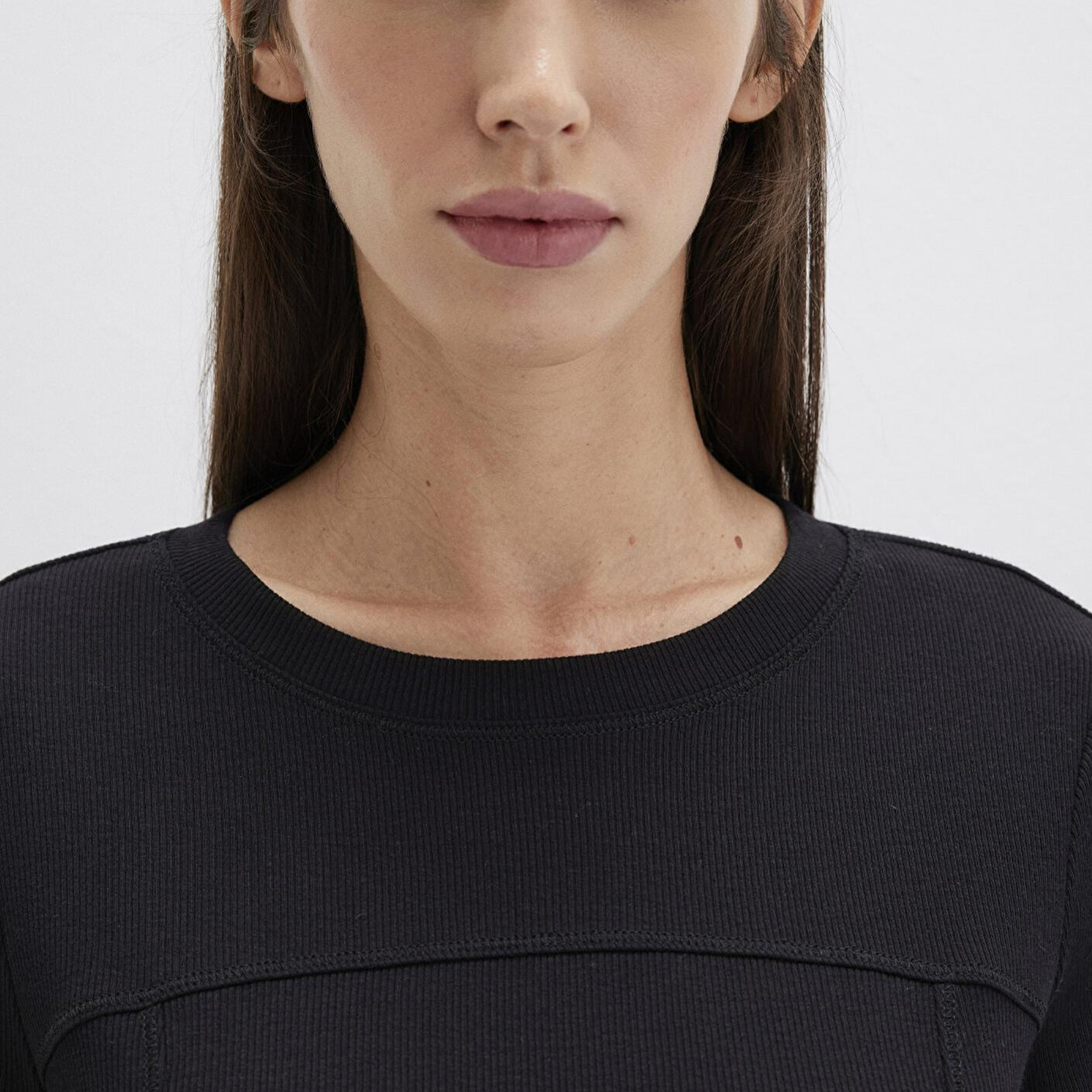 Mavi Siyah Uzun Kollu Tişört Fitted / Vücuda Oturan Kesim 1613625-900