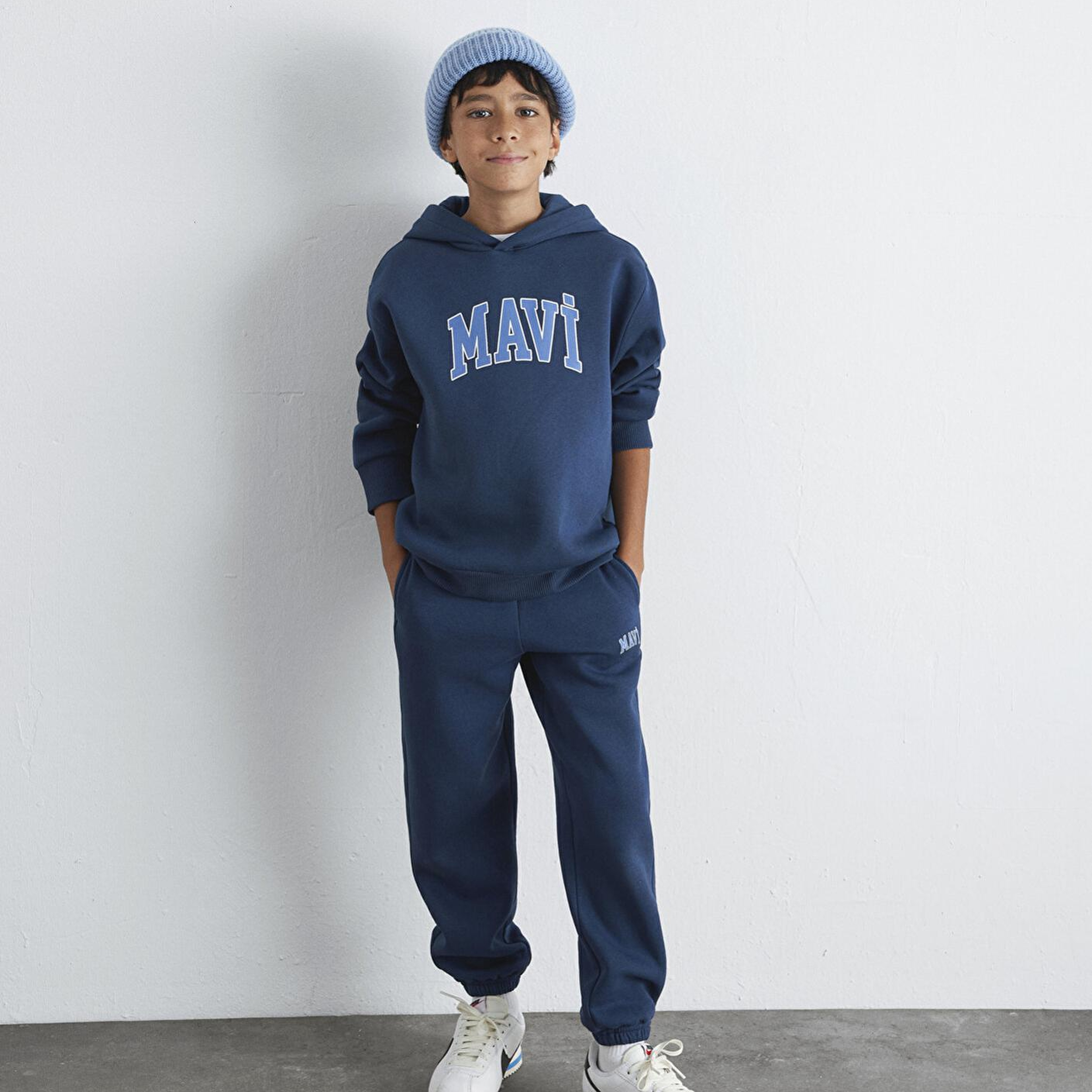 Mavi Mavi Logo Baskılı Lacivert Kapüşonlu Sweatshirt 6610110-70720