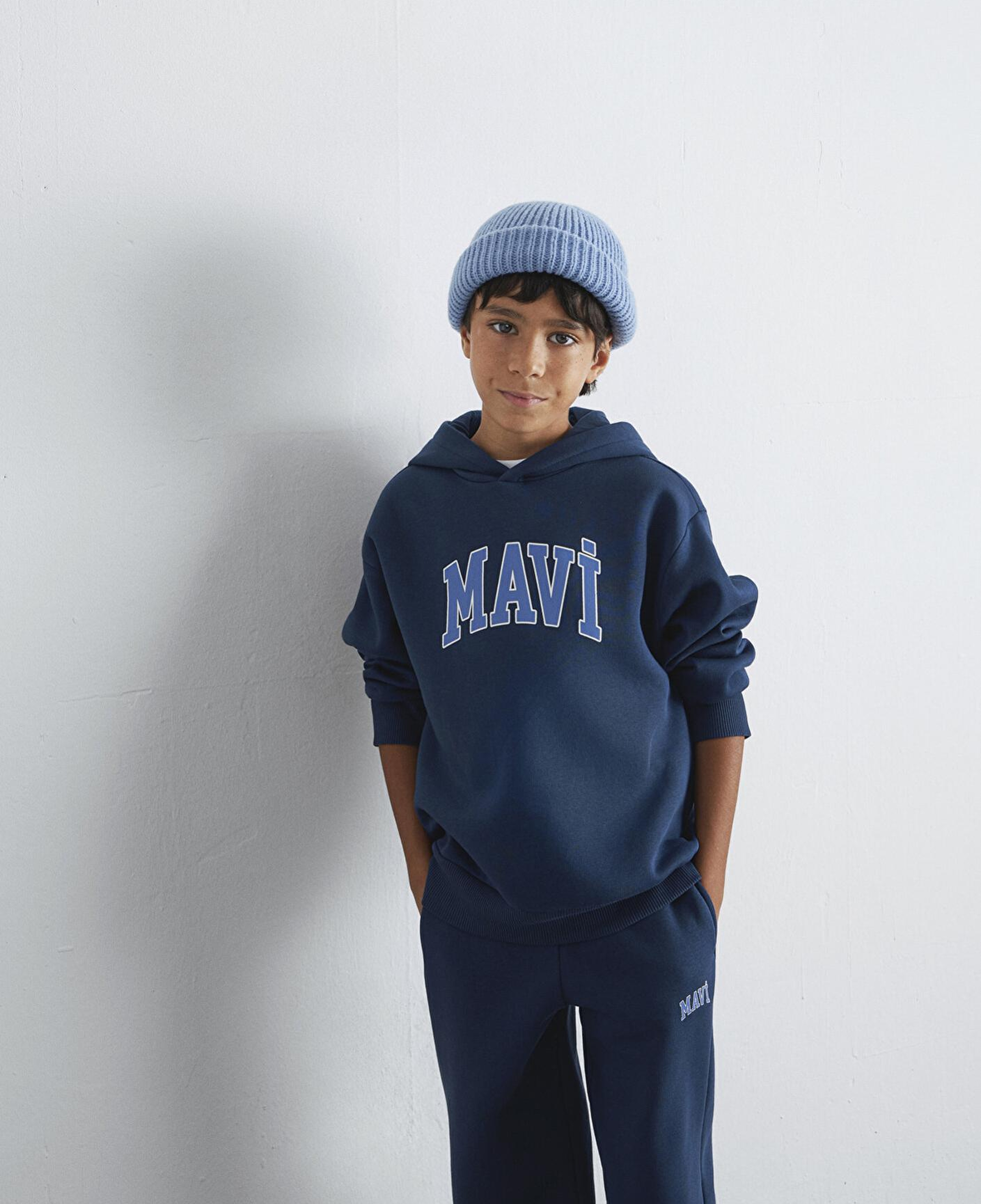 Mavi Mavi Logo Baskılı Lacivert Kapüşonlu Sweatshirt 6610110-70720