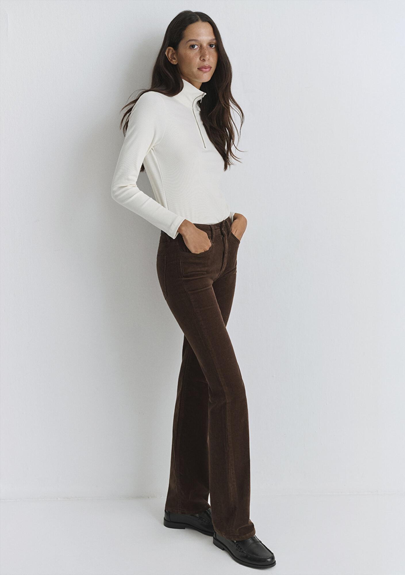 Mavi Maria Kahverengi Kadife Pantolon 101225-91316