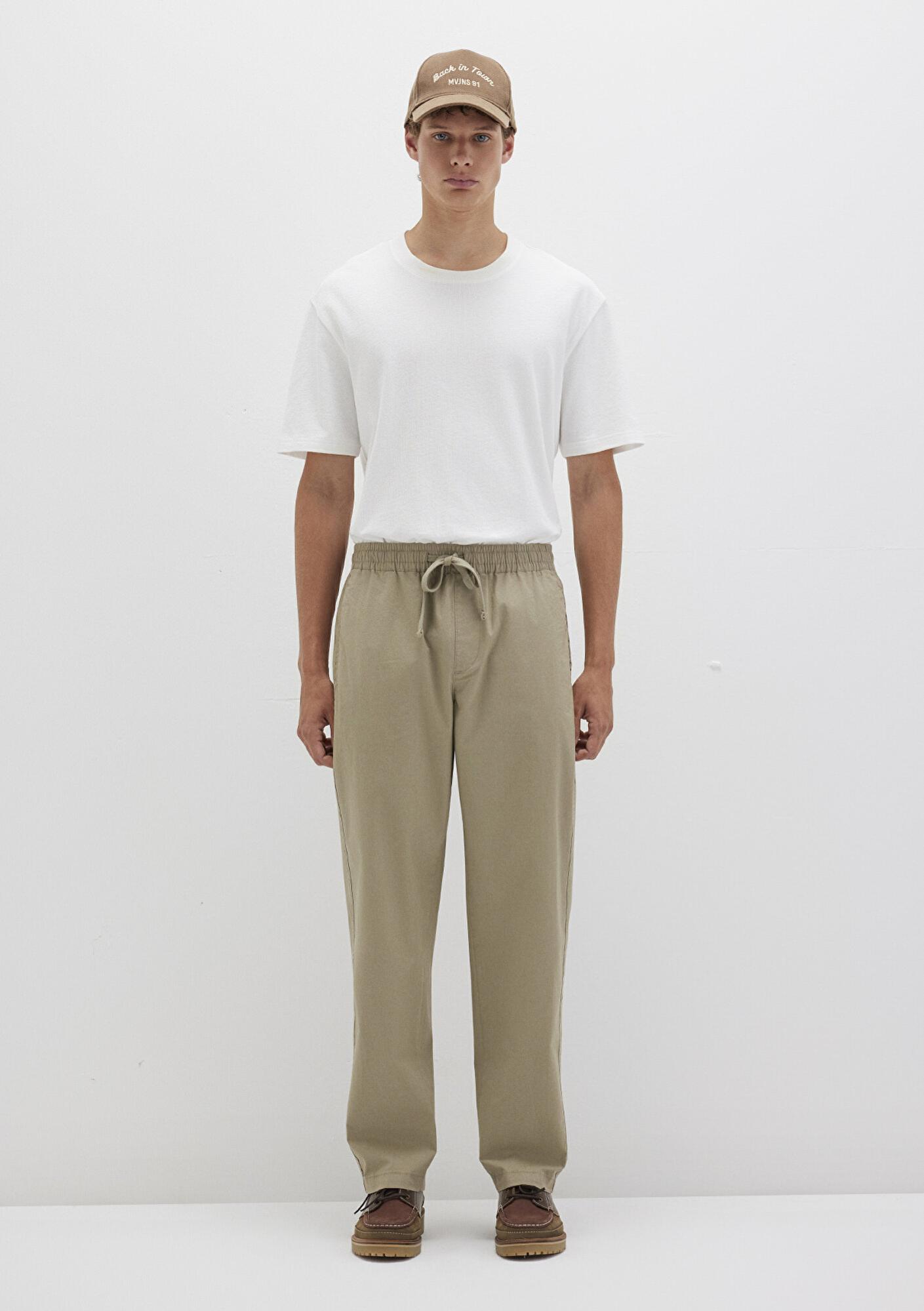 Mavi Dikiş Detaylı Bej Pantolon 0010477-86749