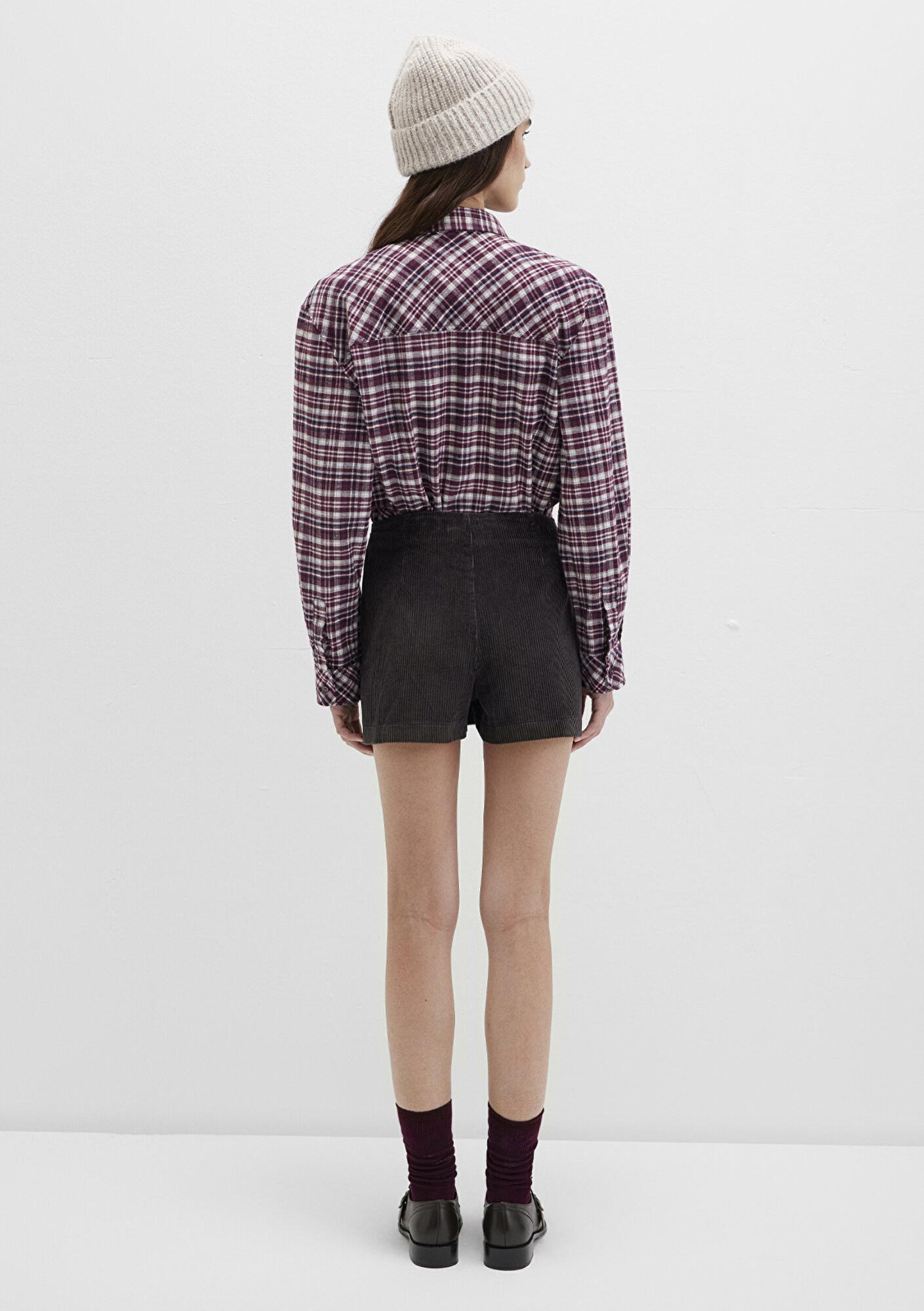 Mavi Kadife Kahverengi Şort Etek 1410234-90892