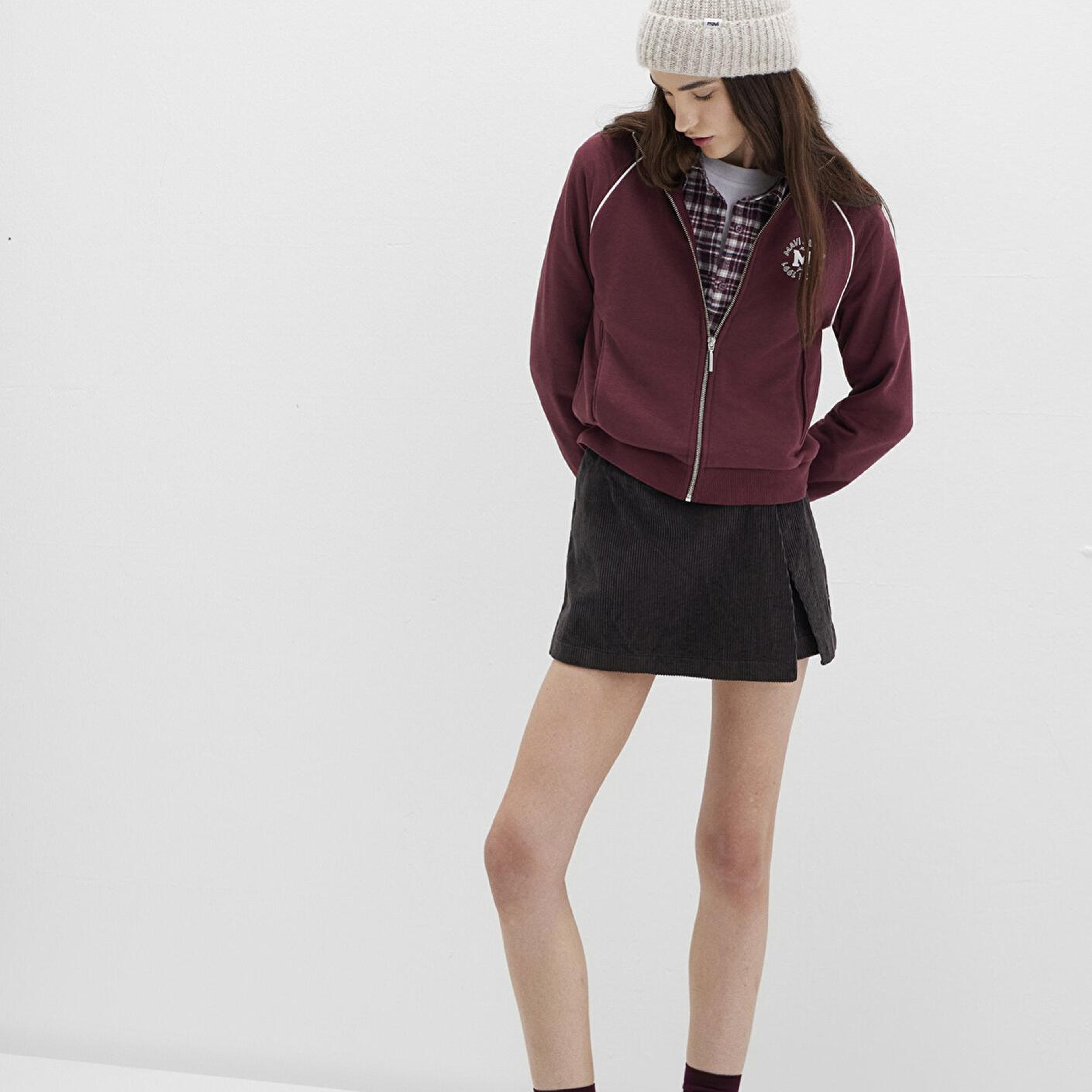 Mavi Kadife Kahverengi Şort Etek 1410234-90892