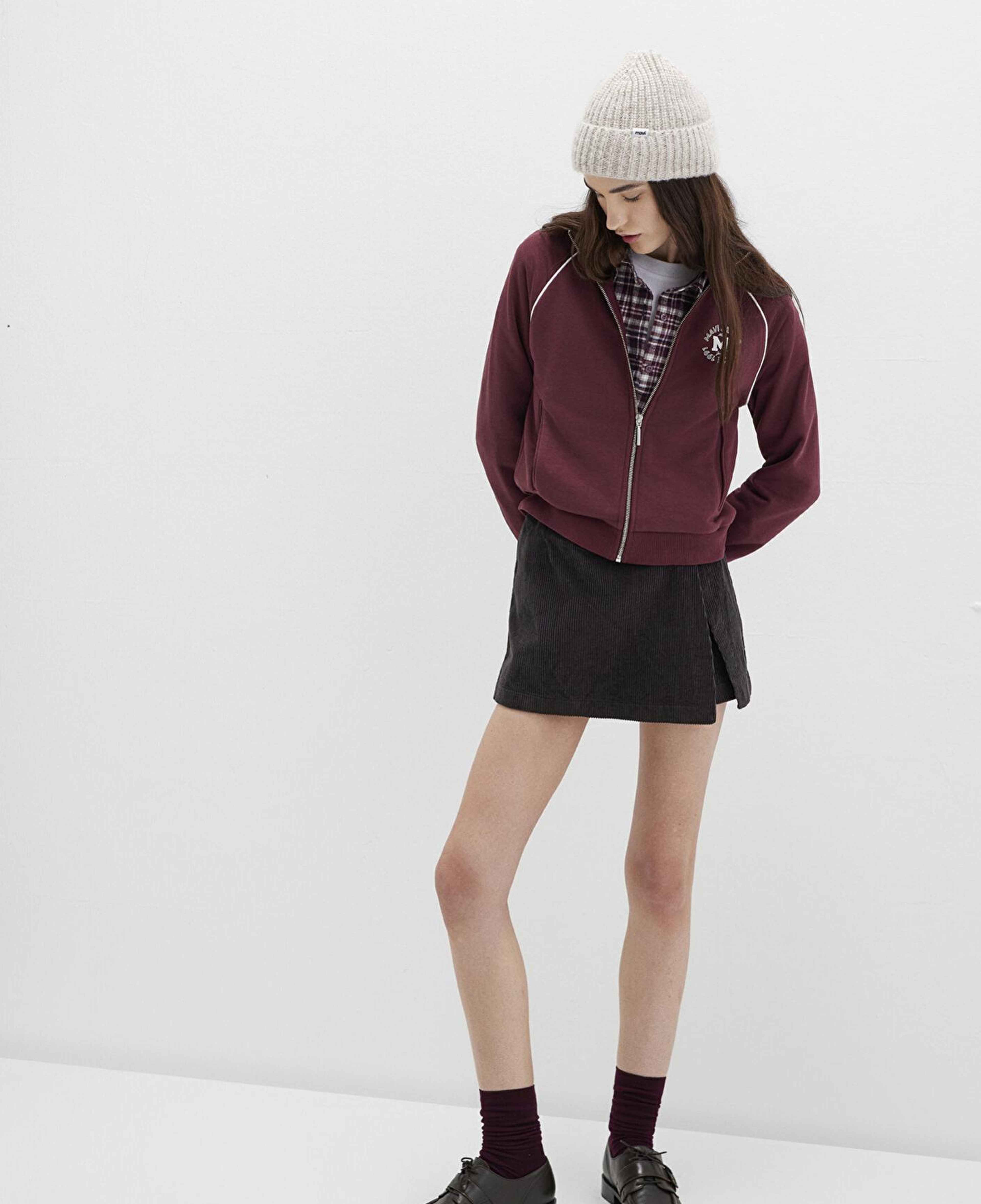 Mavi Kadife Kahverengi Şort Etek 1410234-90892