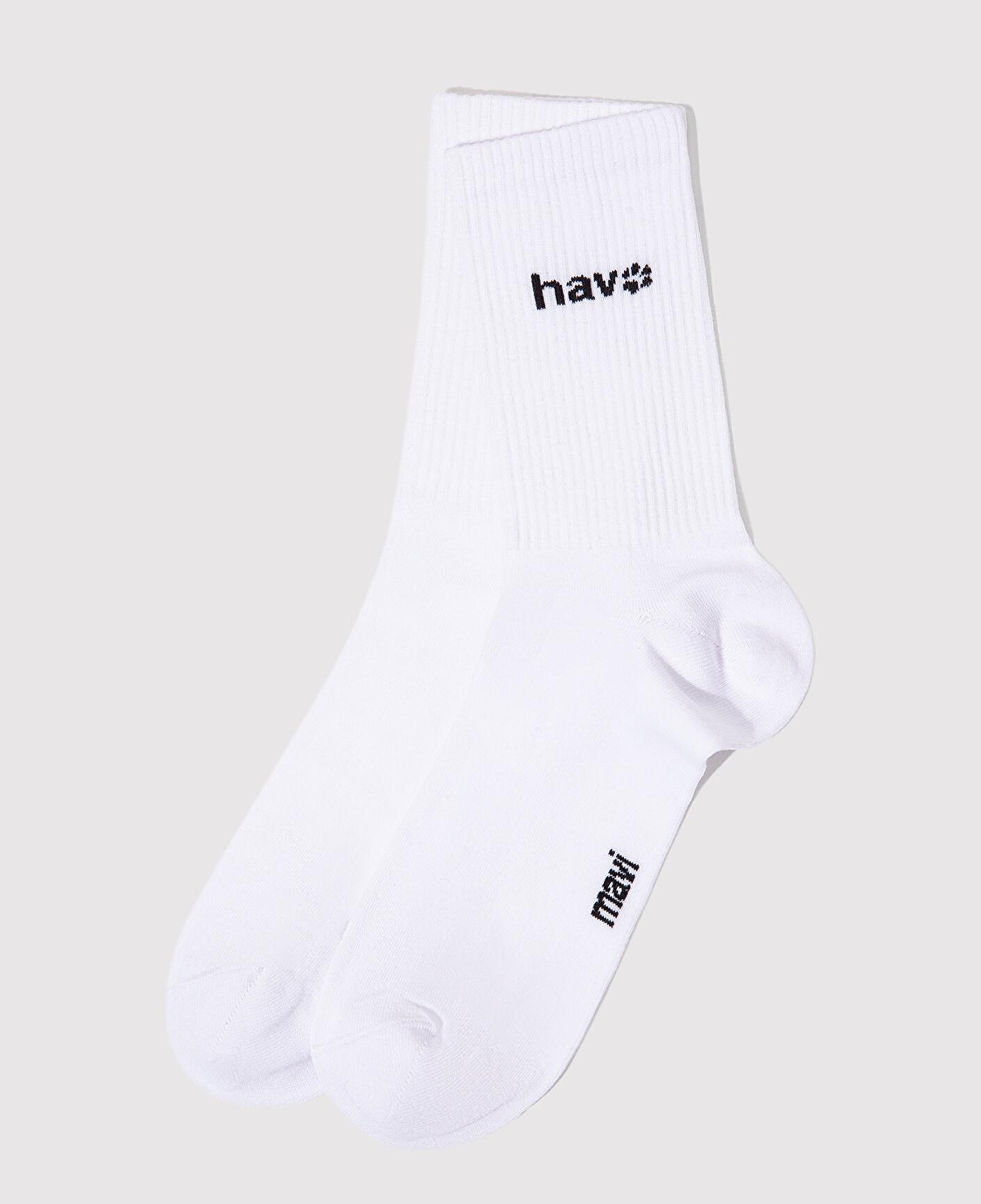 Mavi Hav Baskılı Beyaz Soket Çorap 0912075-620