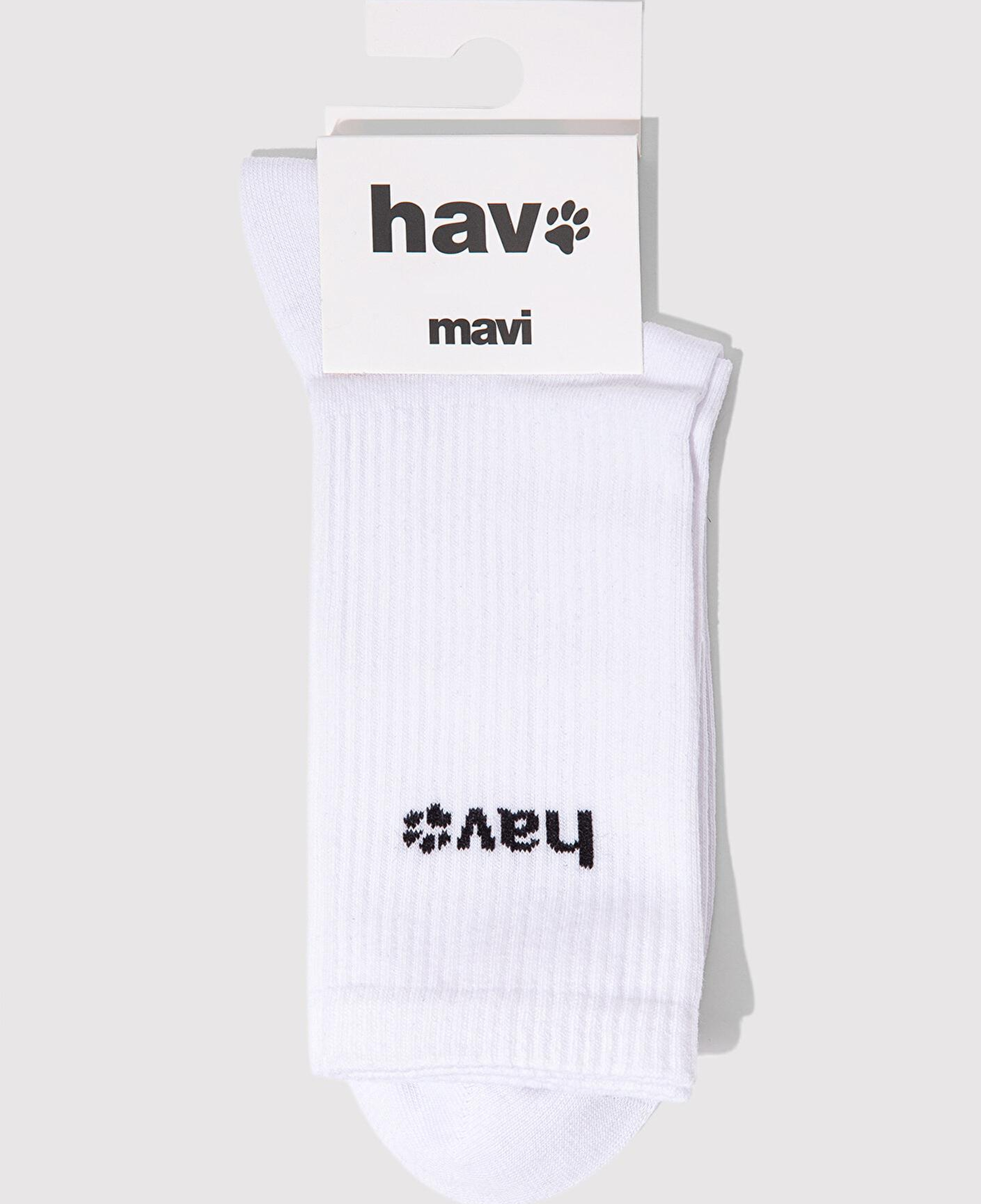 Mavi Hav Baskılı Beyaz Soket Çorap 0912075-620