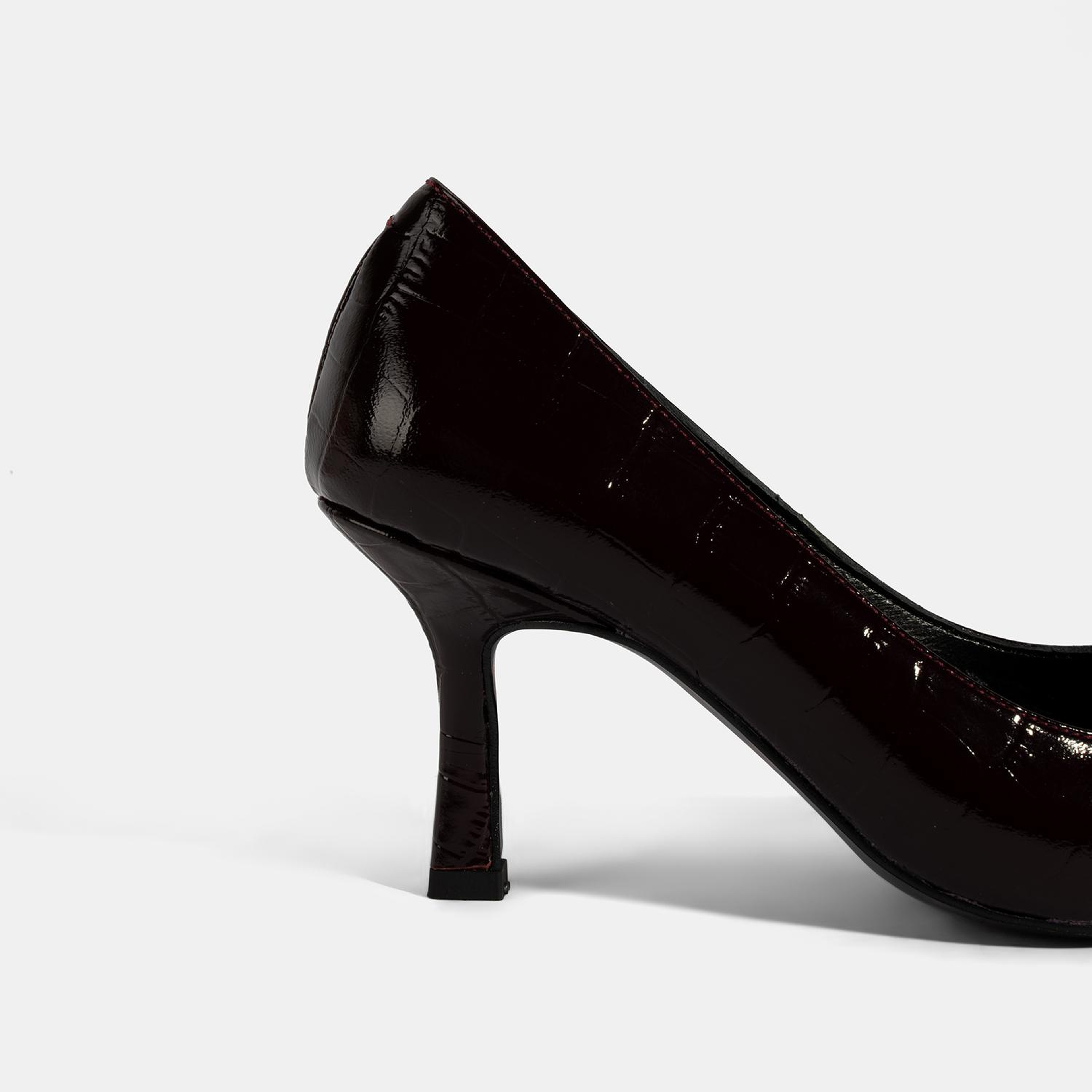 Kadın Bordo Kroko Baskılı Deri Stiletto