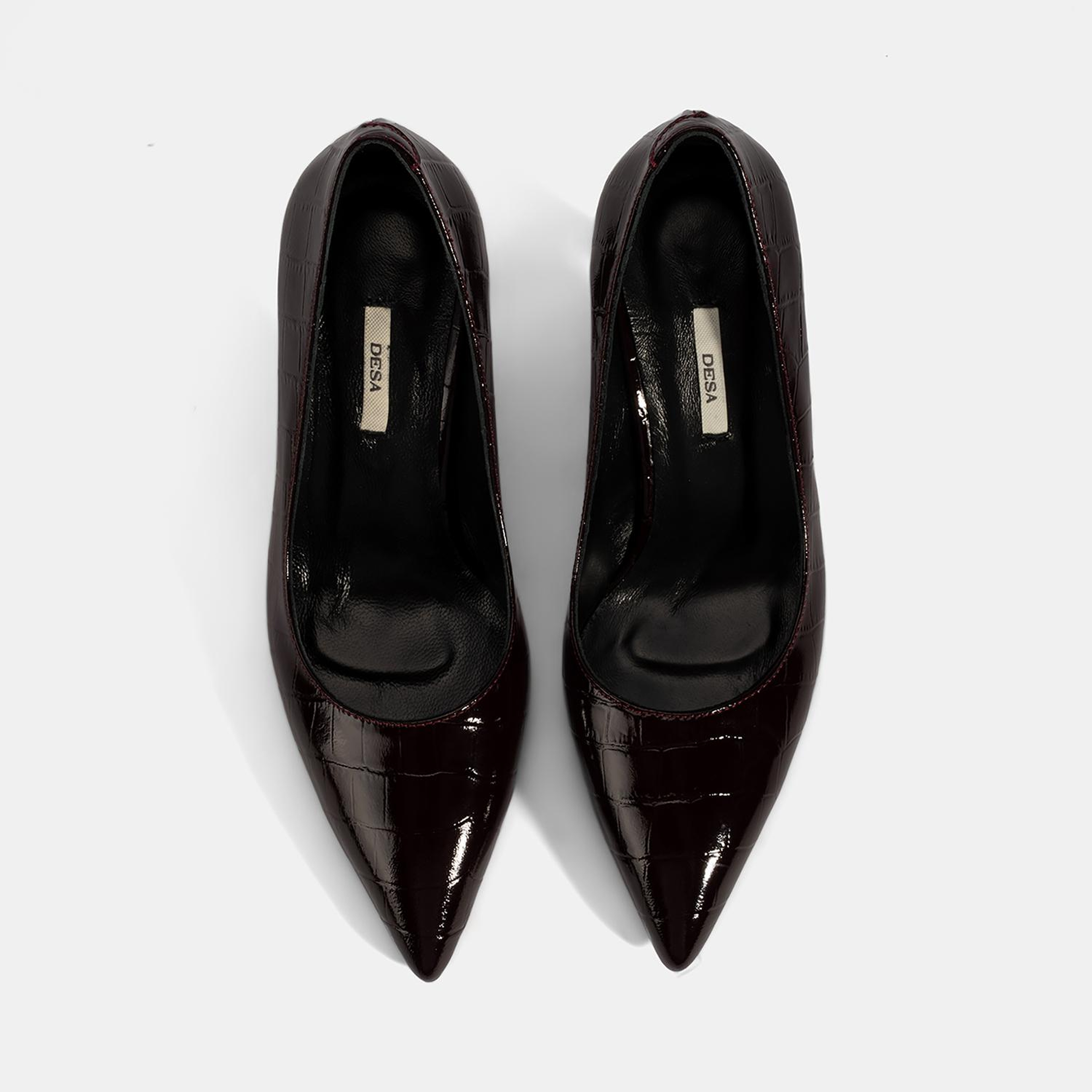 Kadın Bordo Kroko Baskılı Deri Stiletto